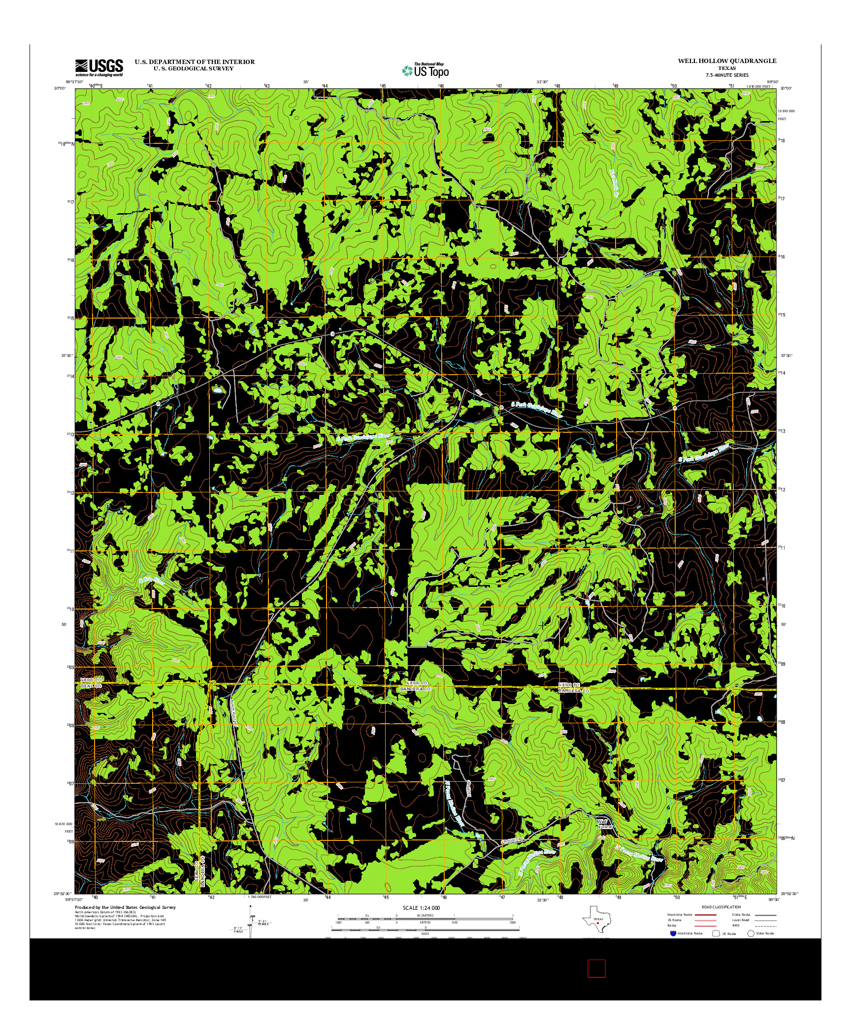 USGS US TOPO 7.5-MINUTE MAP FOR WELL HOLLOW, TX 2013