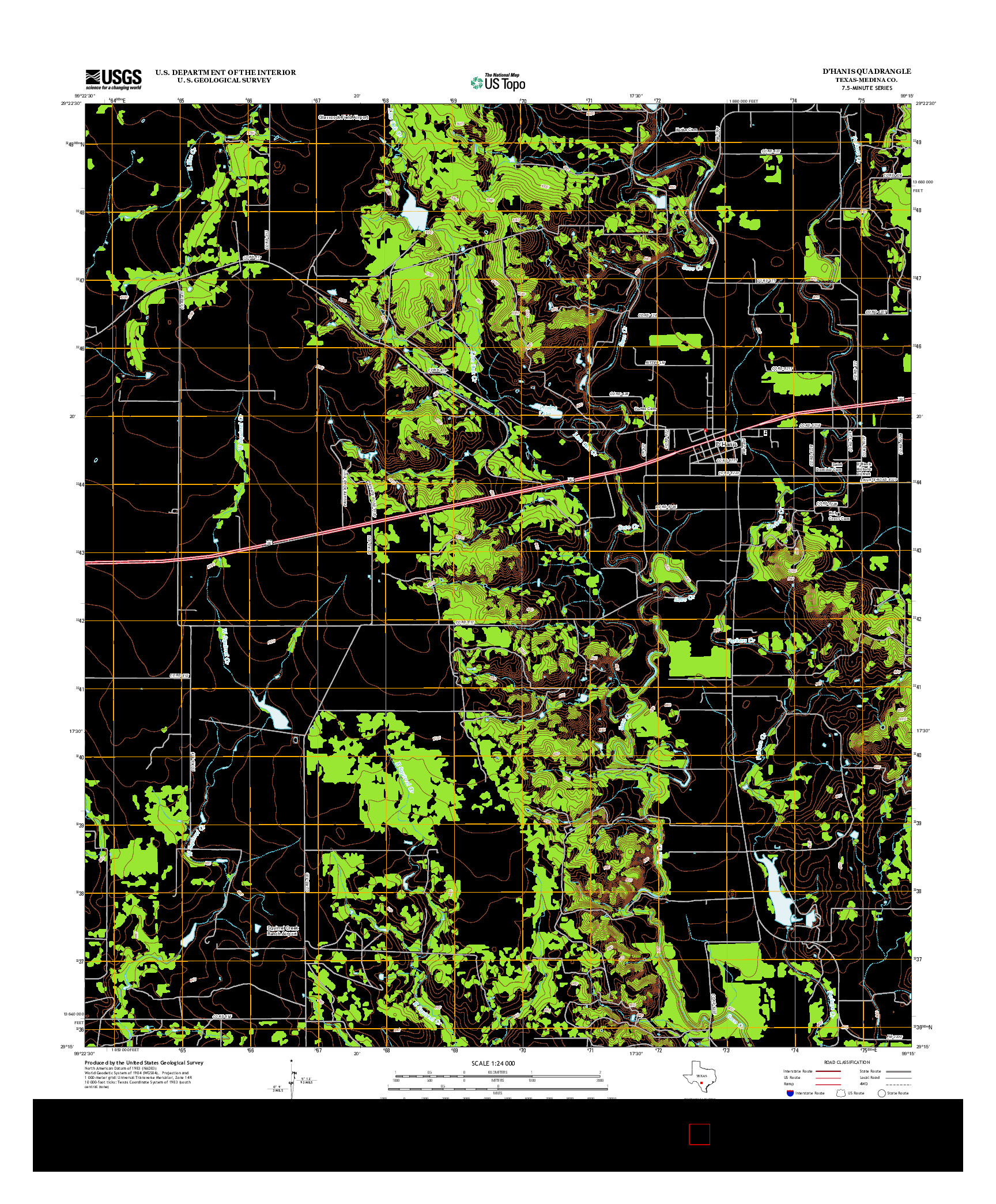 USGS US TOPO 7.5-MINUTE MAP FOR D'HANIS, TX 2013