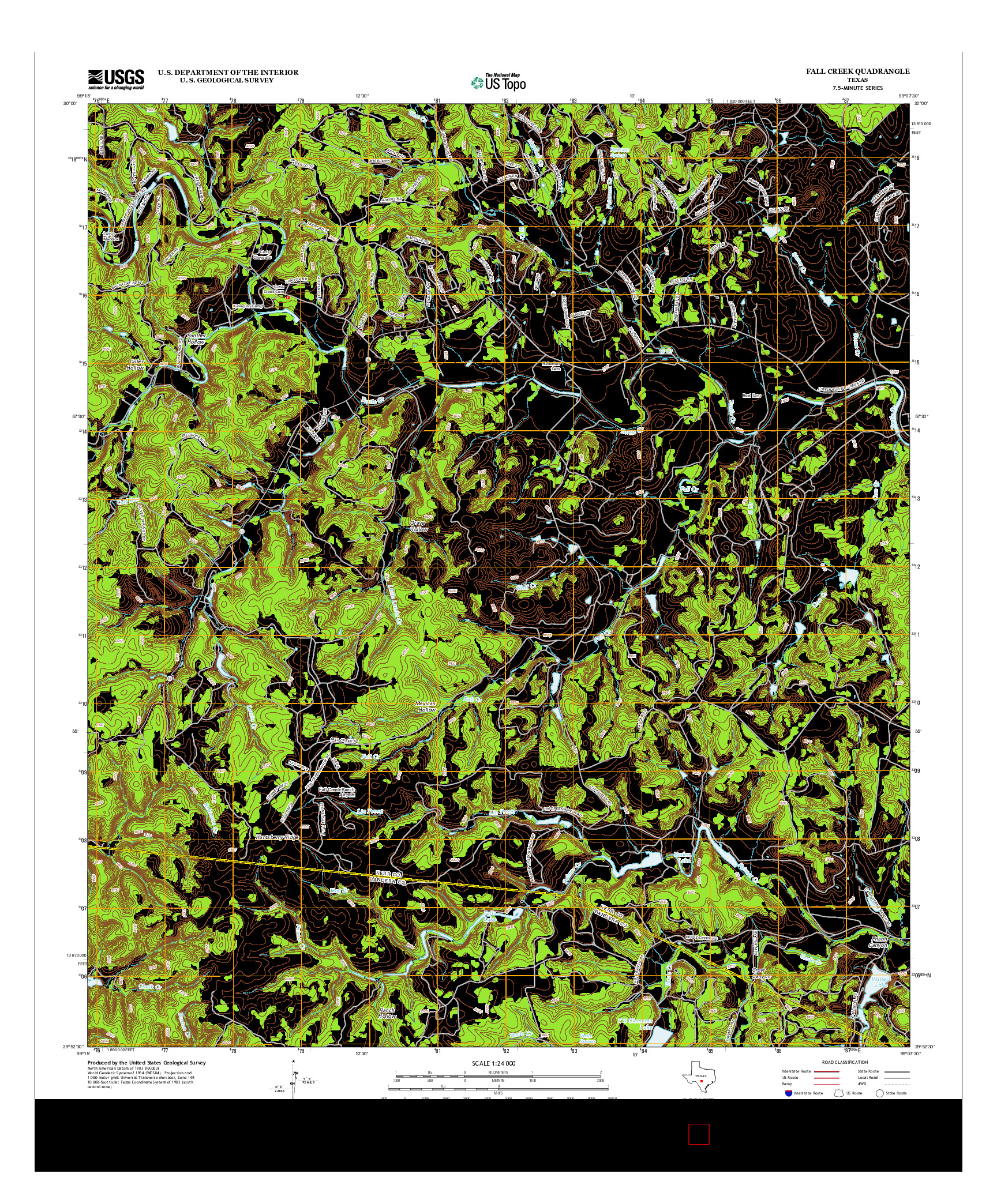 USGS US TOPO 7.5-MINUTE MAP FOR FALL CREEK, TX 2013