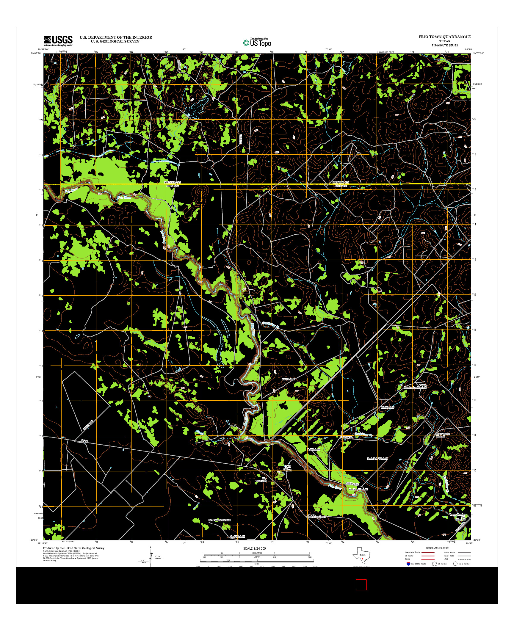 USGS US TOPO 7.5-MINUTE MAP FOR FRIO TOWN, TX 2013