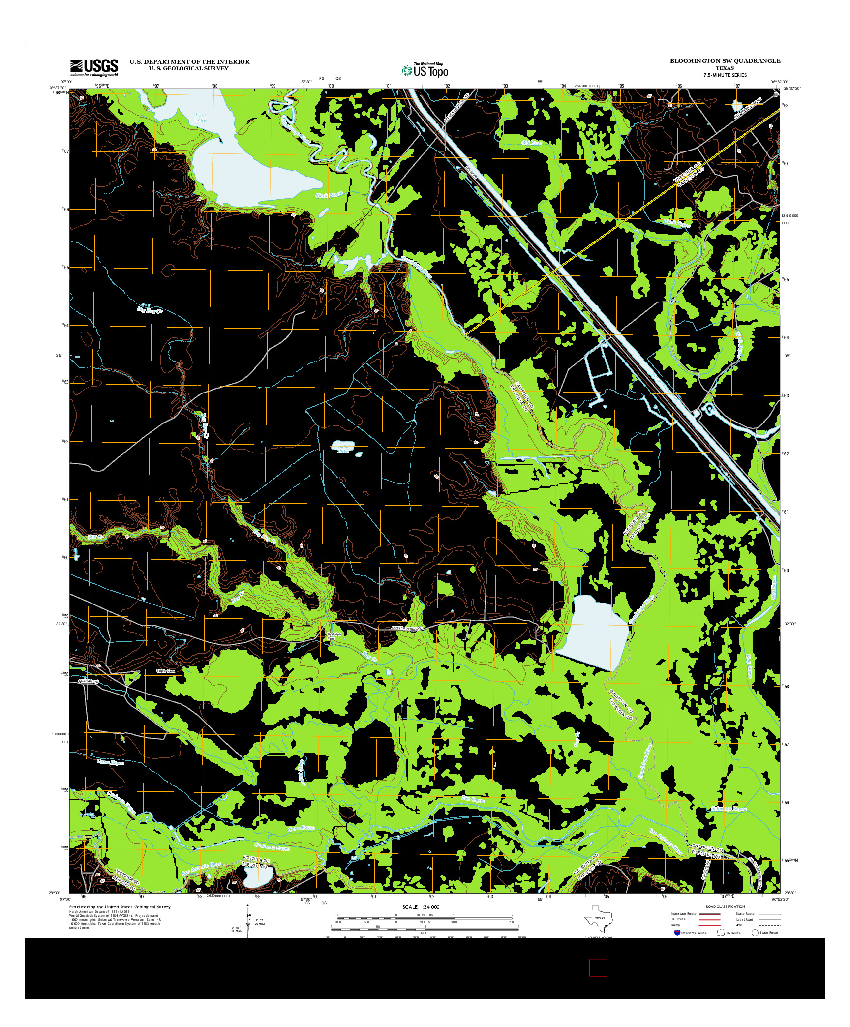 USGS US TOPO 7.5-MINUTE MAP FOR BLOOMINGTON SW, TX 2013