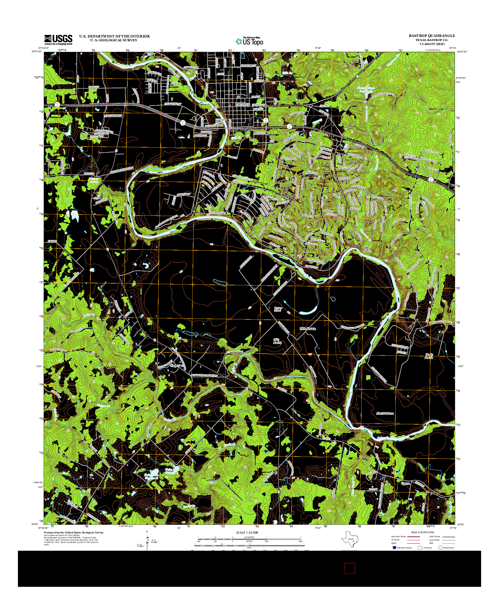 USGS US TOPO 7.5-MINUTE MAP FOR BASTROP, TX 2013
