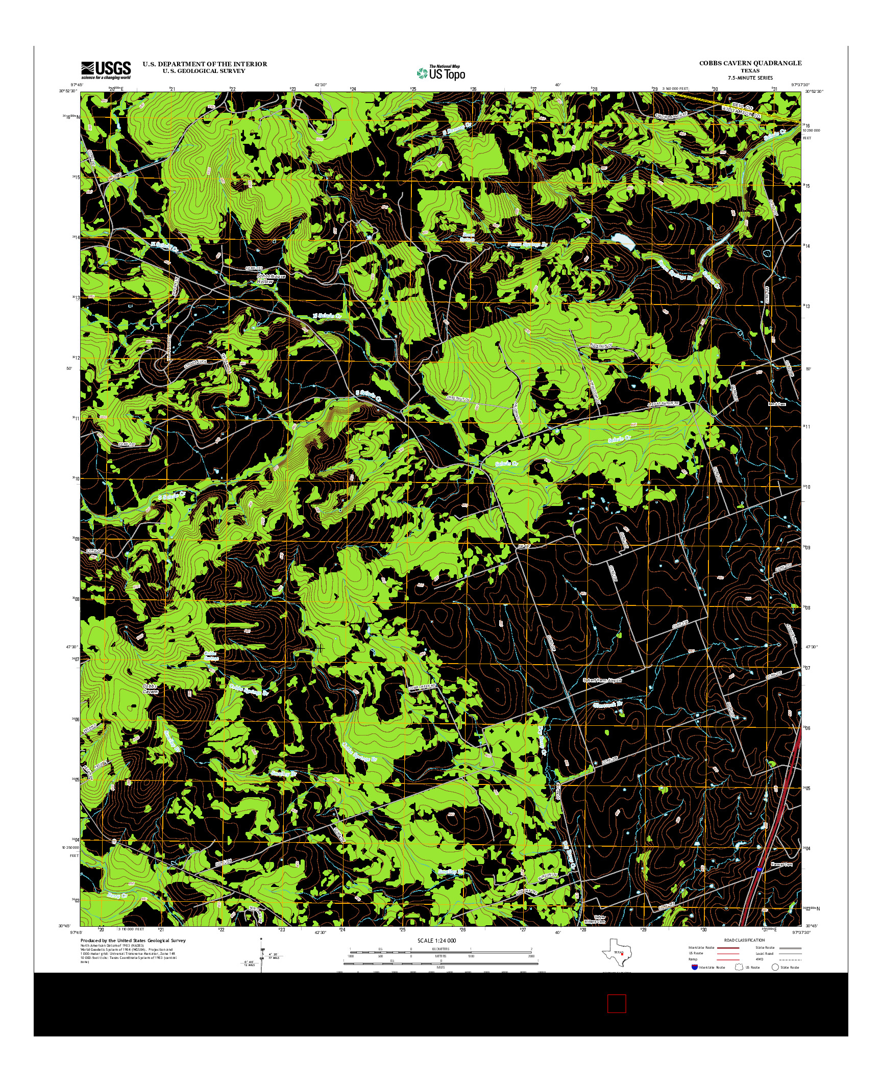 USGS US TOPO 7.5-MINUTE MAP FOR COBBS CAVERN, TX 2013