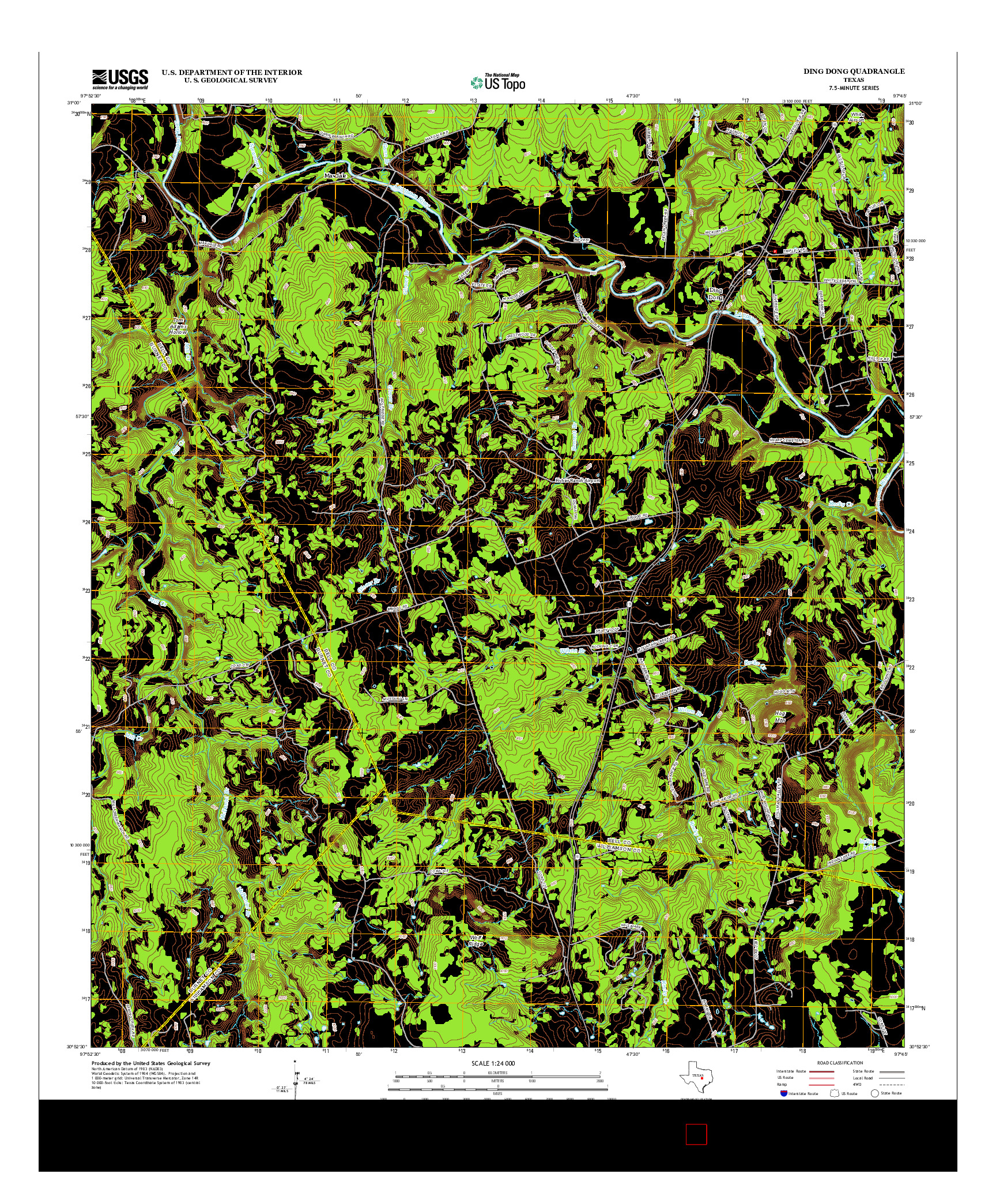 USGS US TOPO 7.5-MINUTE MAP FOR DING DONG, TX 2013