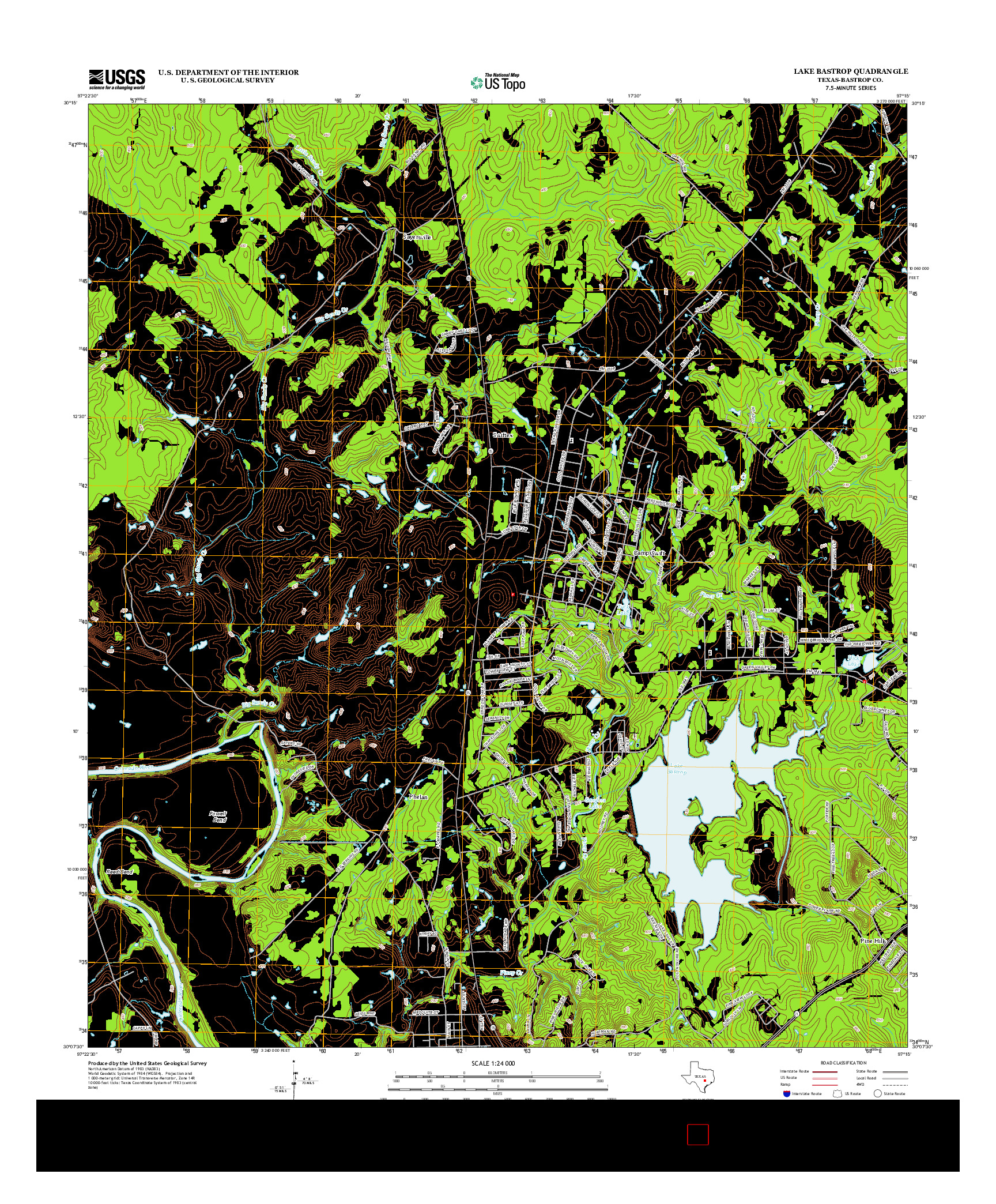USGS US TOPO 7.5-MINUTE MAP FOR LAKE BASTROP, TX 2013