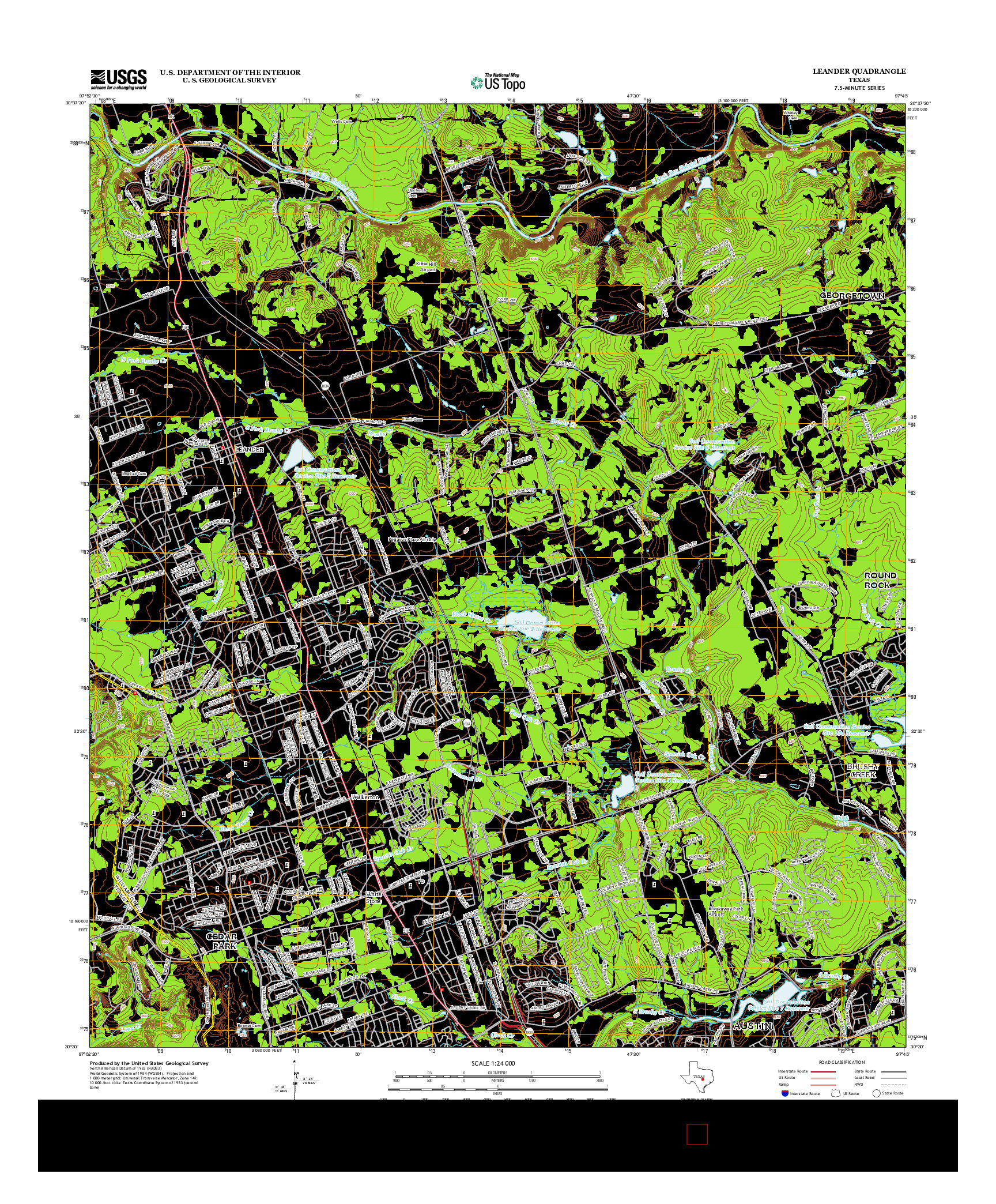 USGS US TOPO 7.5-MINUTE MAP FOR LEANDER, TX 2013