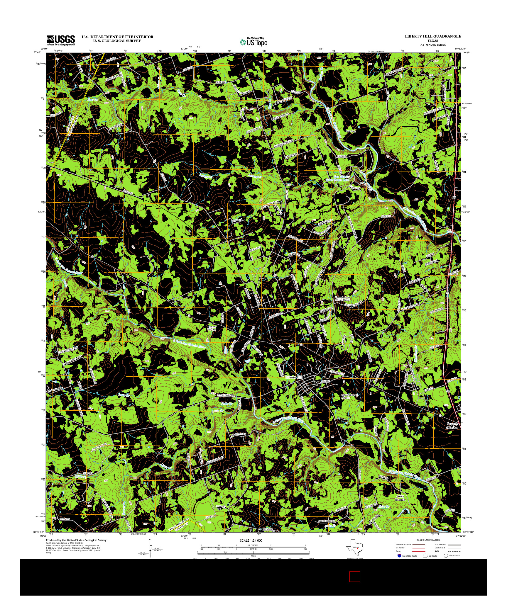 USGS US TOPO 7.5-MINUTE MAP FOR LIBERTY HILL, TX 2013
