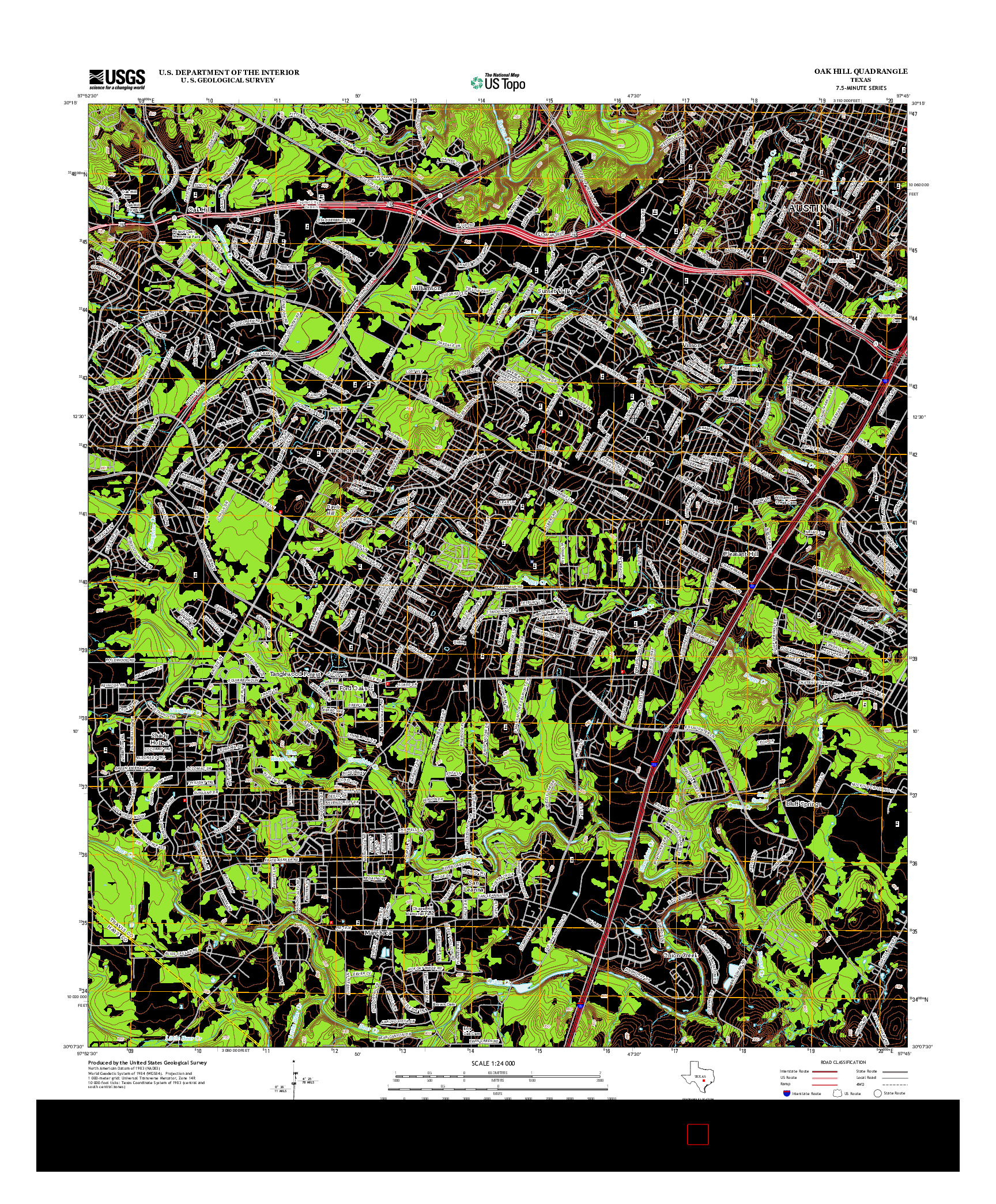 USGS US TOPO 7.5-MINUTE MAP FOR OAK HILL, TX 2013