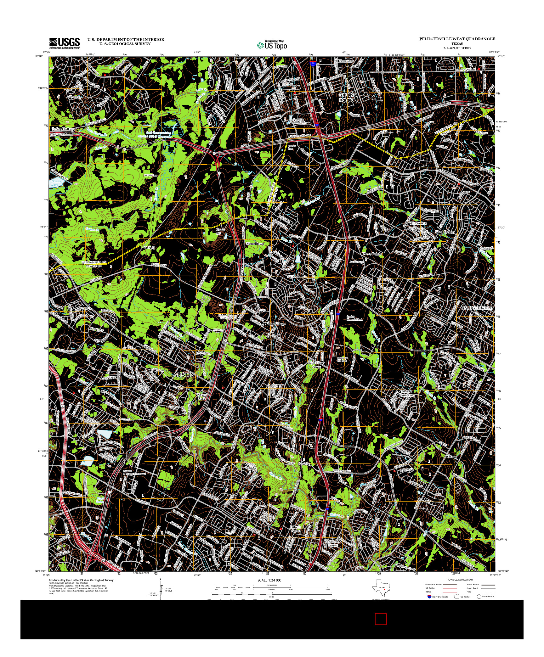 USGS US TOPO 7.5-MINUTE MAP FOR PFLUGERVILLE WEST, TX 2013