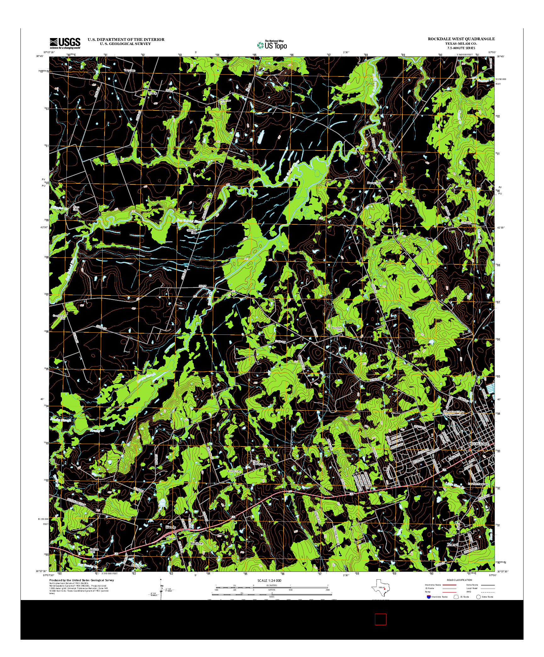 USGS US TOPO 7.5-MINUTE MAP FOR ROCKDALE WEST, TX 2013
