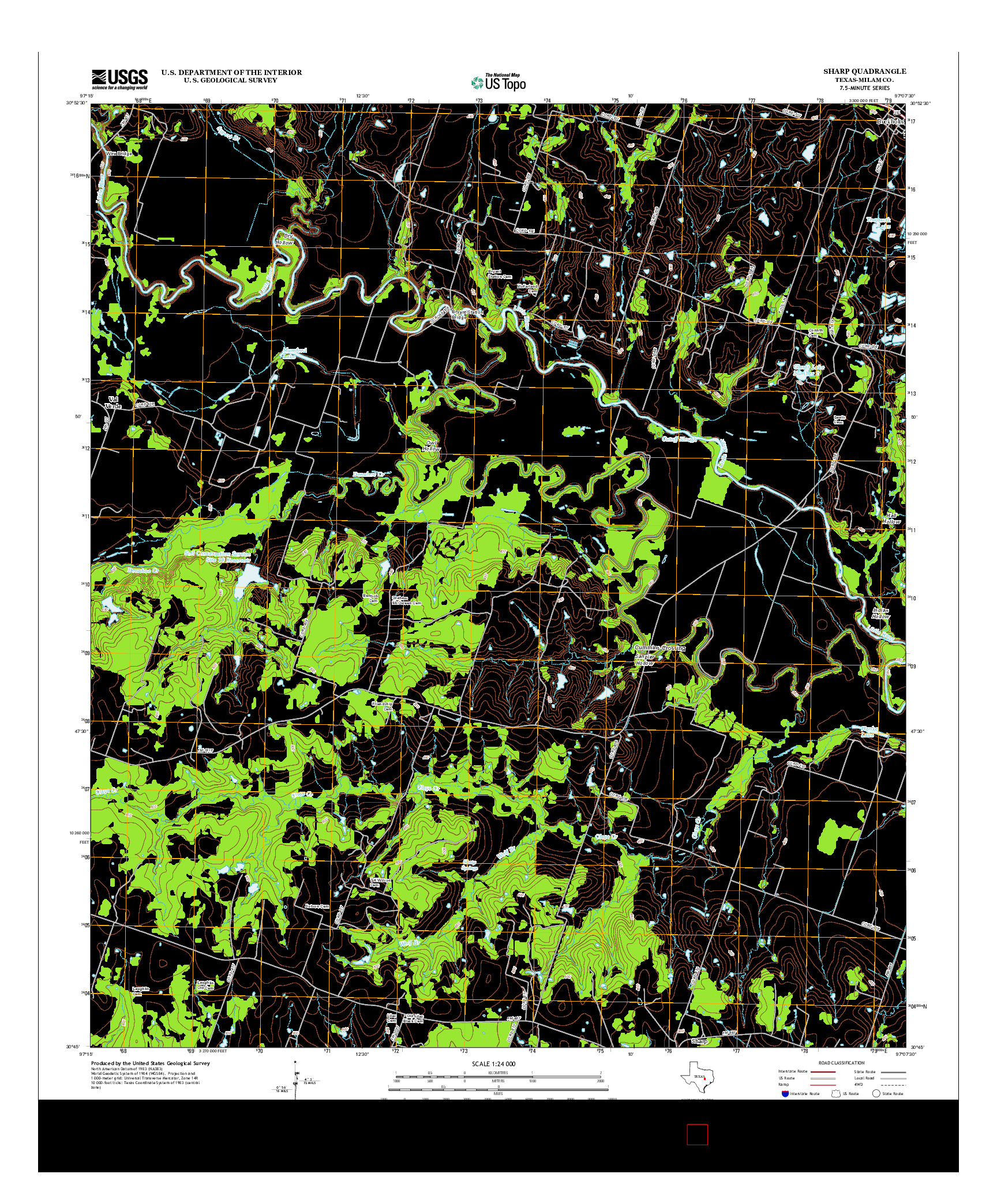 USGS US TOPO 7.5-MINUTE MAP FOR SHARP, TX 2013