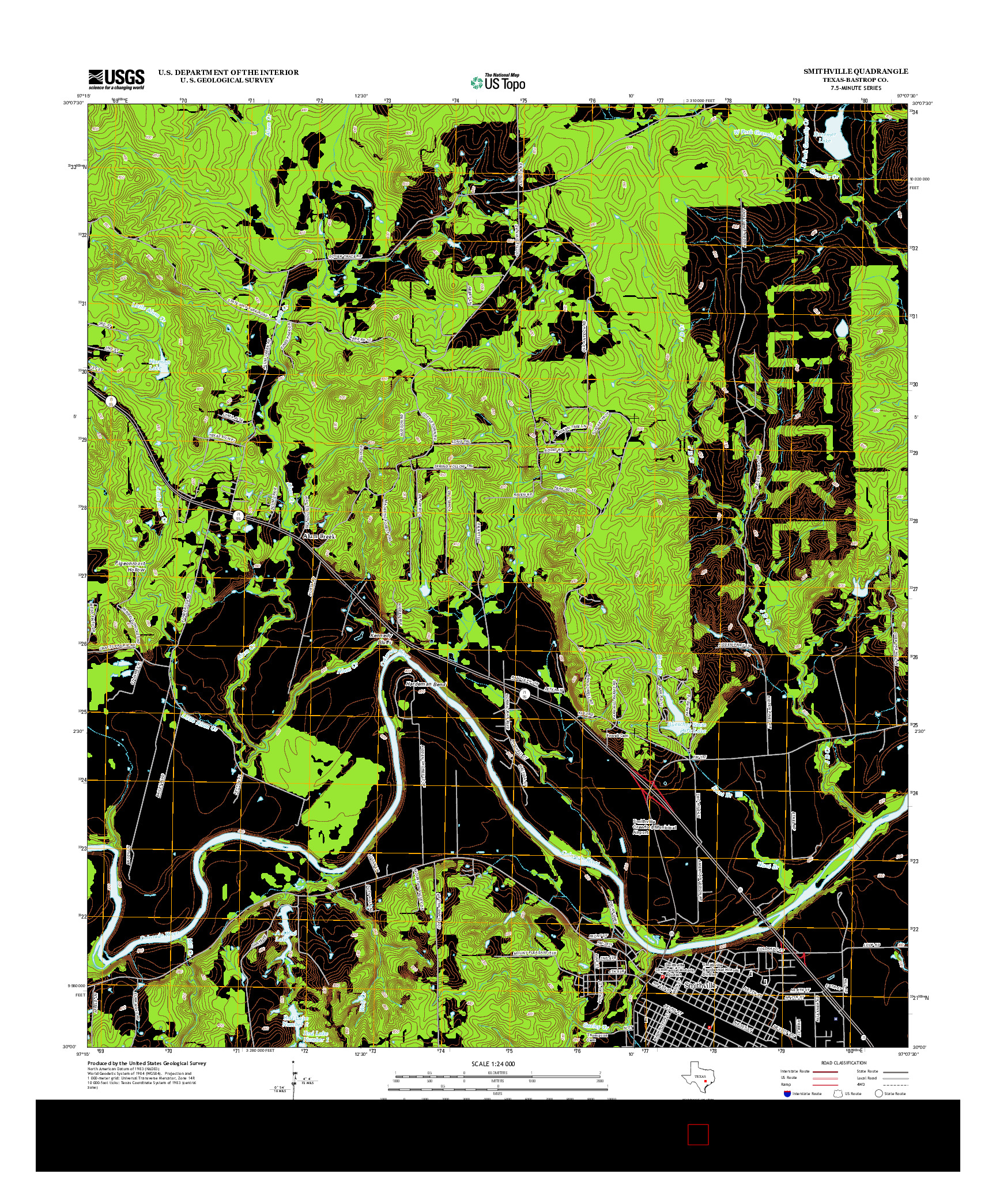 USGS US TOPO 7.5-MINUTE MAP FOR SMITHVILLE, TX 2013