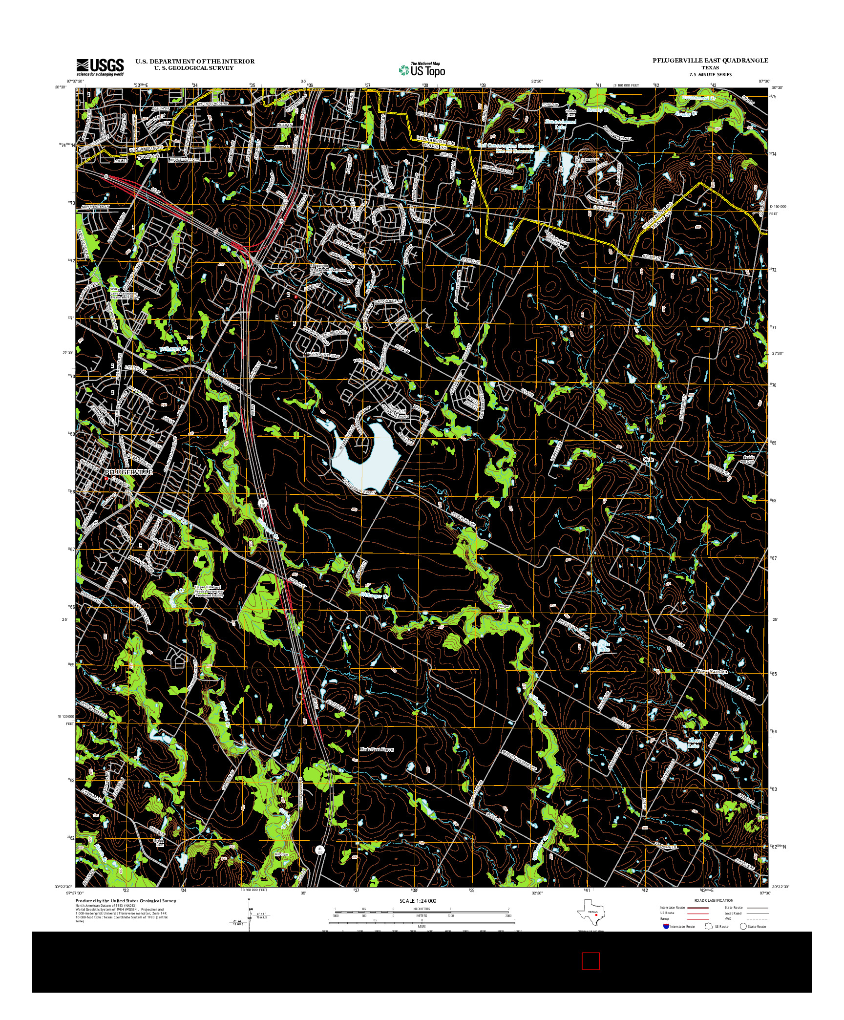 USGS US TOPO 7.5-MINUTE MAP FOR PFLUGERVILLE EAST, TX 2013