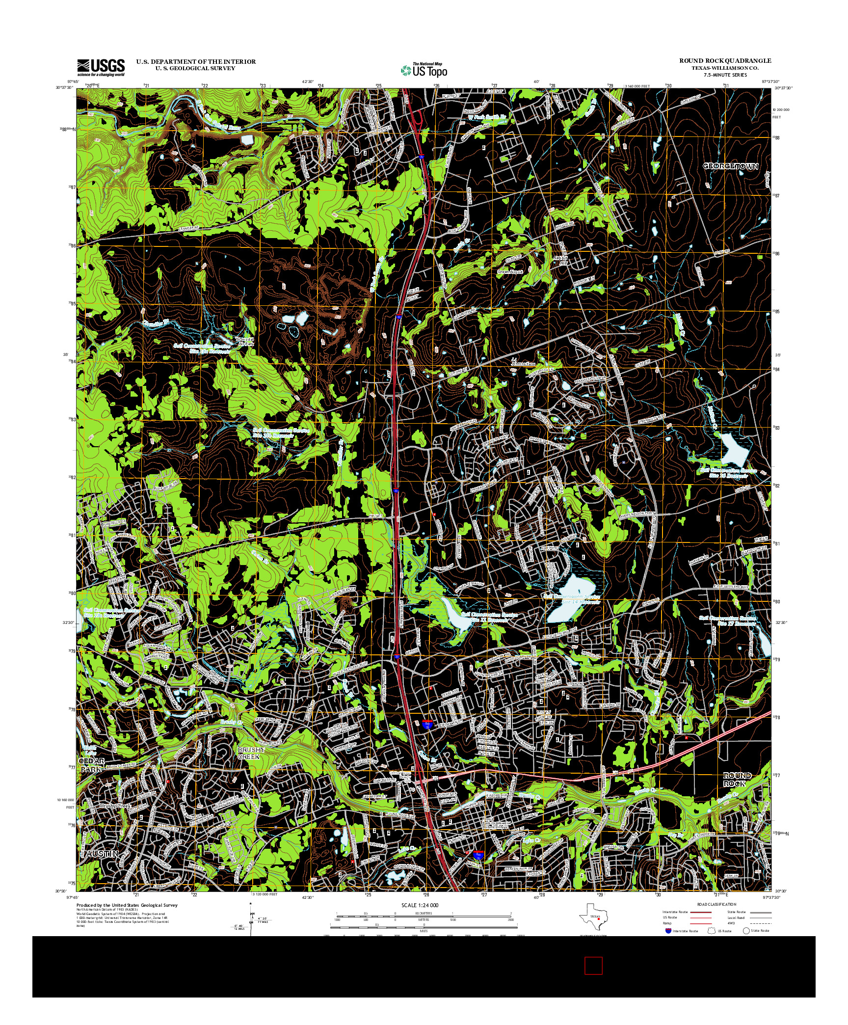 USGS US TOPO 7.5-MINUTE MAP FOR ROUND ROCK, TX 2013