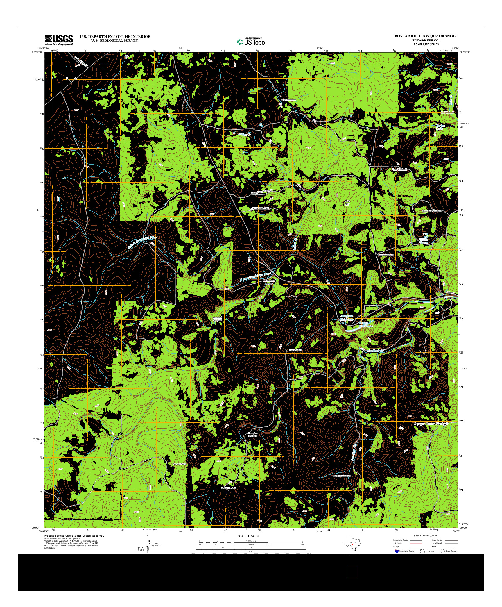 USGS US TOPO 7.5-MINUTE MAP FOR BONEYARD DRAW, TX 2013