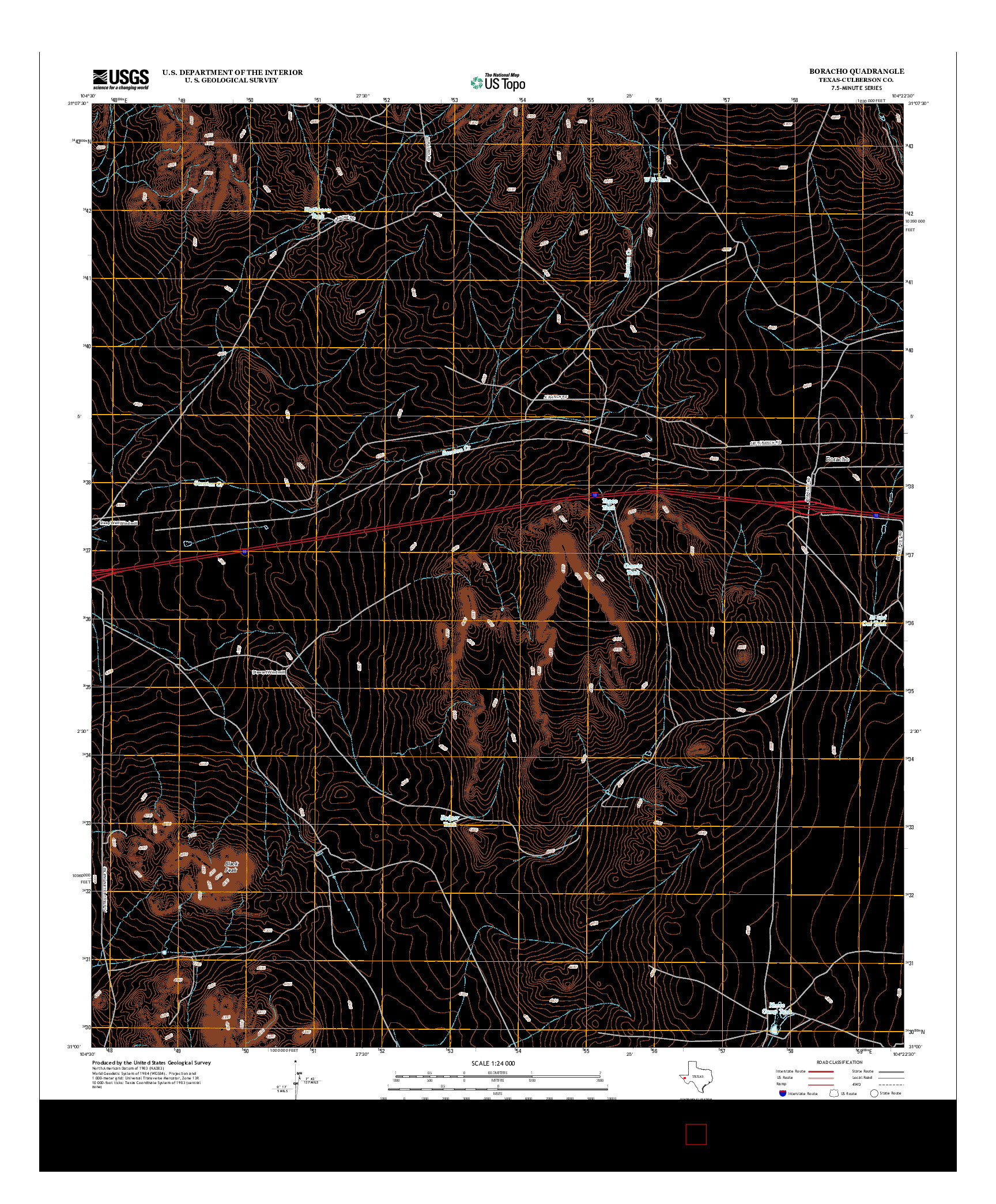 USGS US TOPO 7.5-MINUTE MAP FOR BORACHO, TX 2013