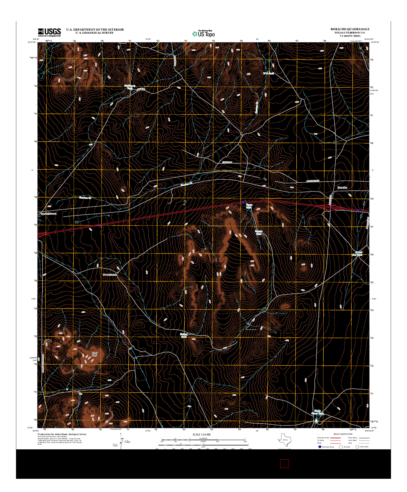 USGS US TOPO 7.5-MINUTE MAP FOR BORACHO, TX 2013