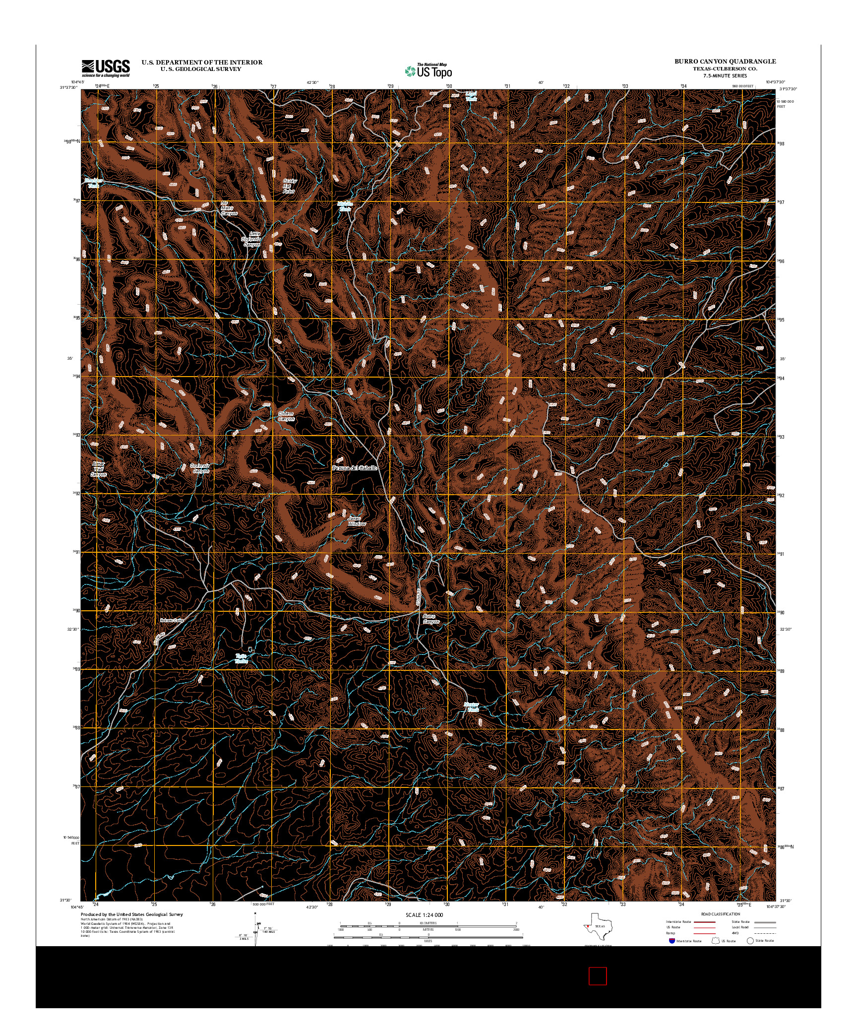 USGS US TOPO 7.5-MINUTE MAP FOR BURRO CANYON, TX 2013