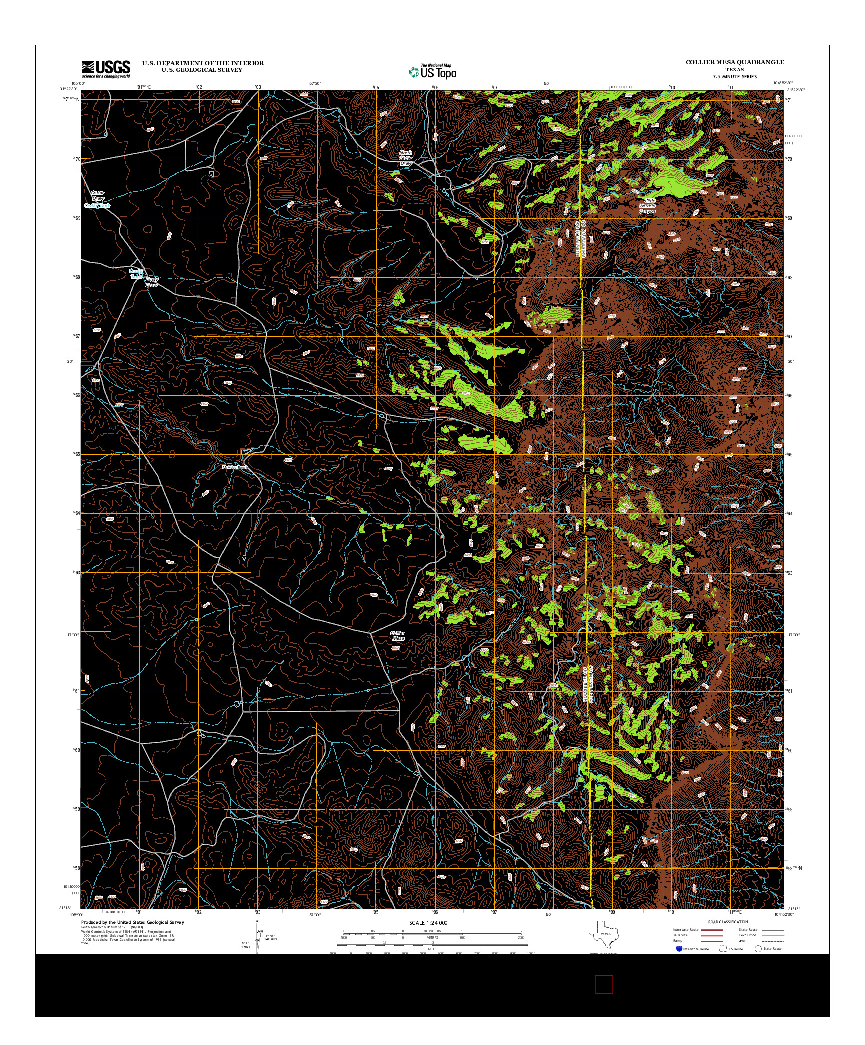USGS US TOPO 7.5-MINUTE MAP FOR COLLIER MESA, TX 2013