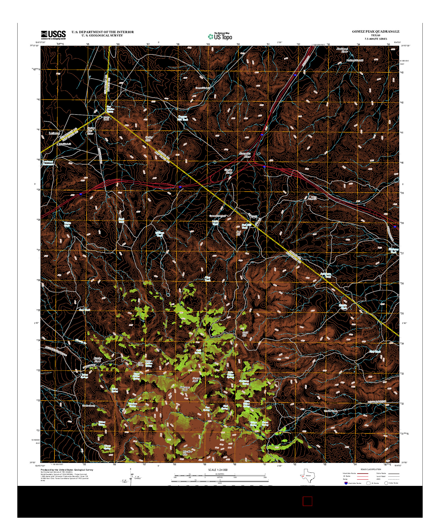 USGS US TOPO 7.5-MINUTE MAP FOR GOMEZ PEAK, TX 2013