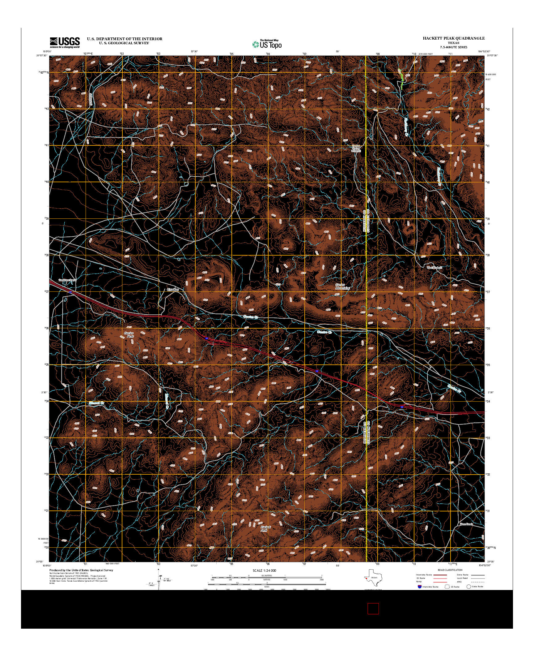 USGS US TOPO 7.5-MINUTE MAP FOR HACKETT PEAK, TX 2013
