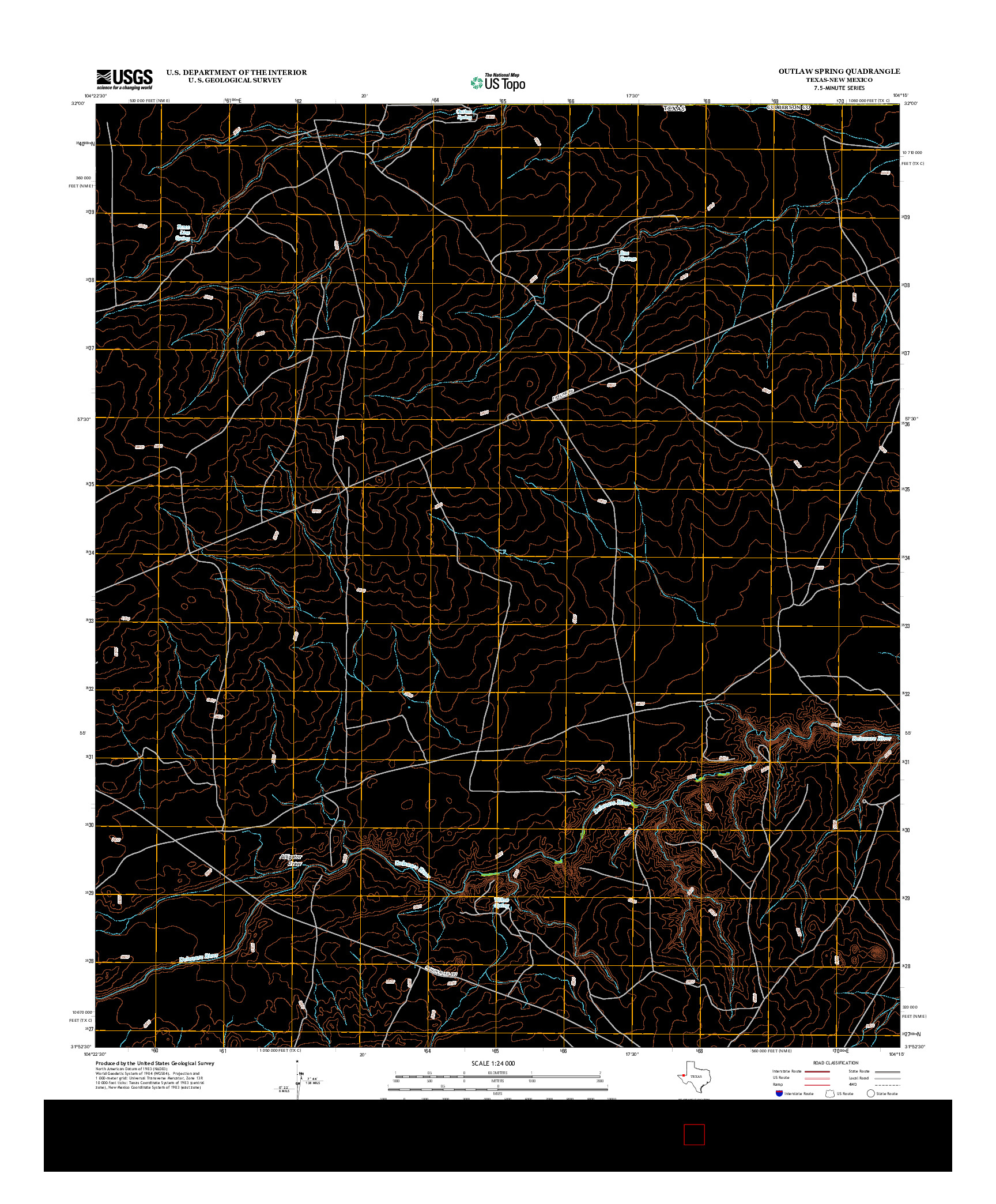 USGS US TOPO 7.5-MINUTE MAP FOR OUTLAW SPRING, TX-NM 2013