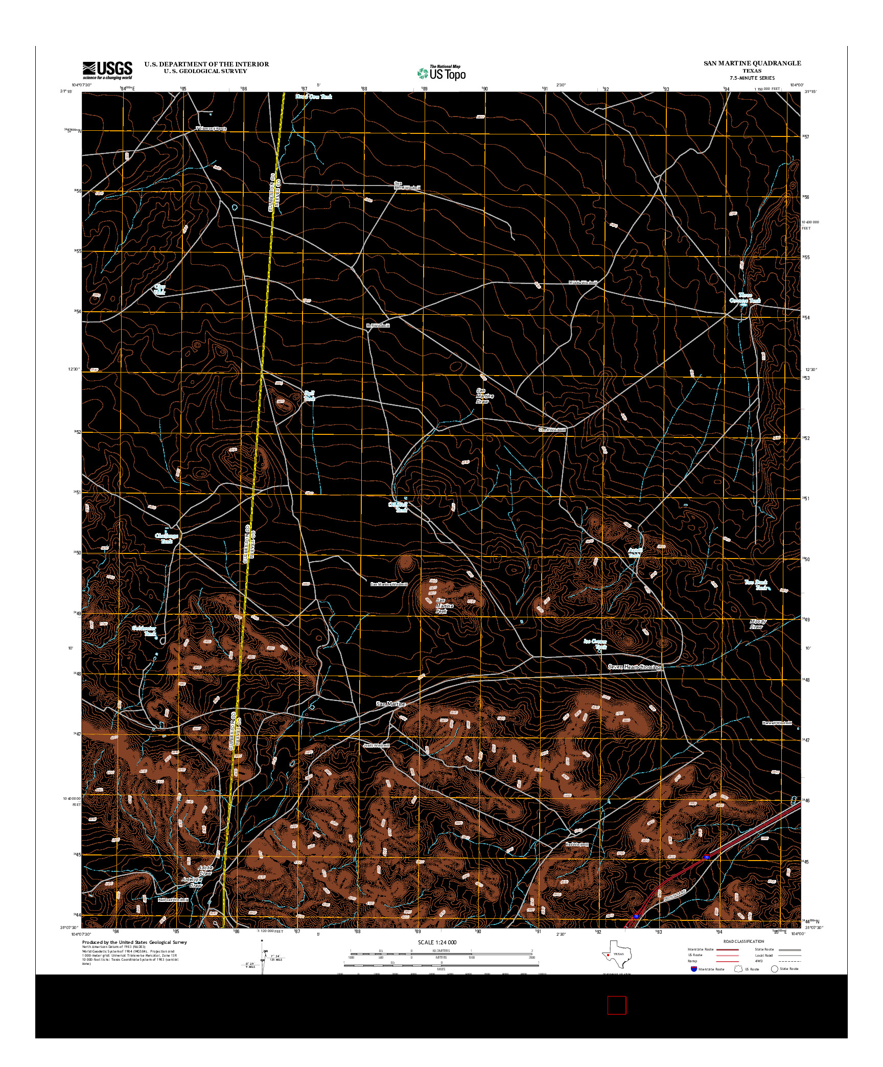 USGS US TOPO 7.5-MINUTE MAP FOR SAN MARTINE, TX 2013