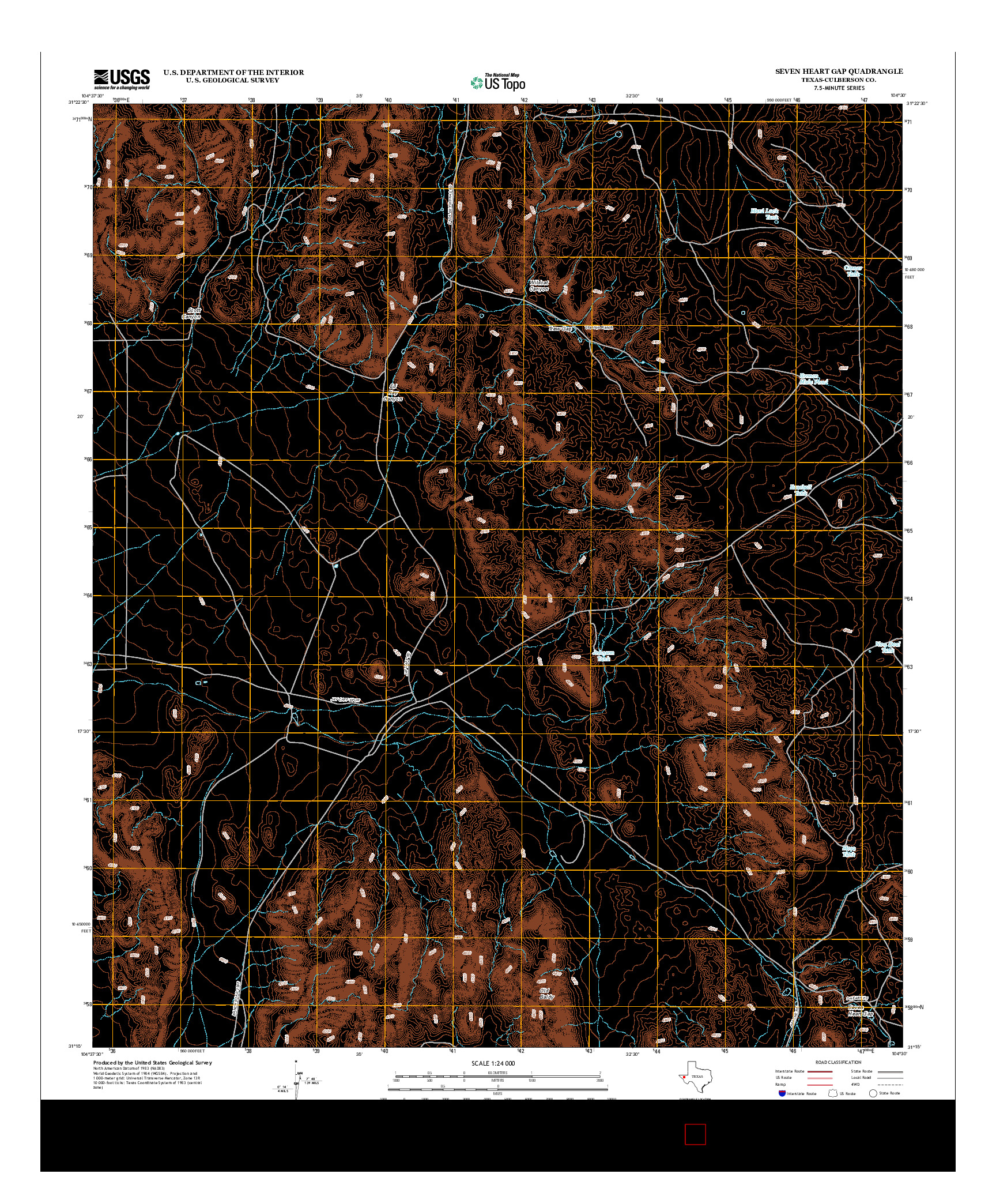 USGS US TOPO 7.5-MINUTE MAP FOR SEVEN HEART GAP, TX 2013