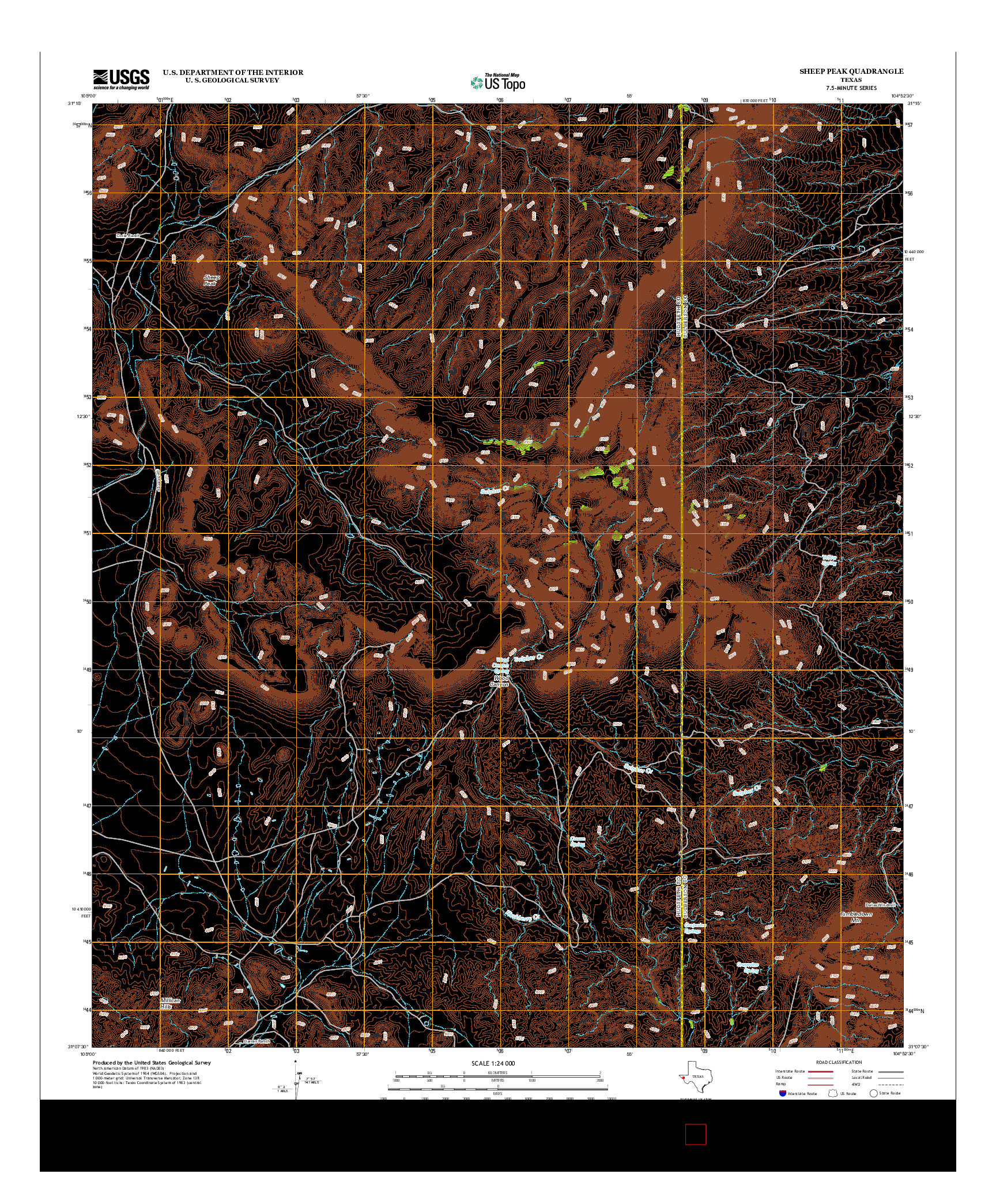 USGS US TOPO 7.5-MINUTE MAP FOR SHEEP PEAK, TX 2013