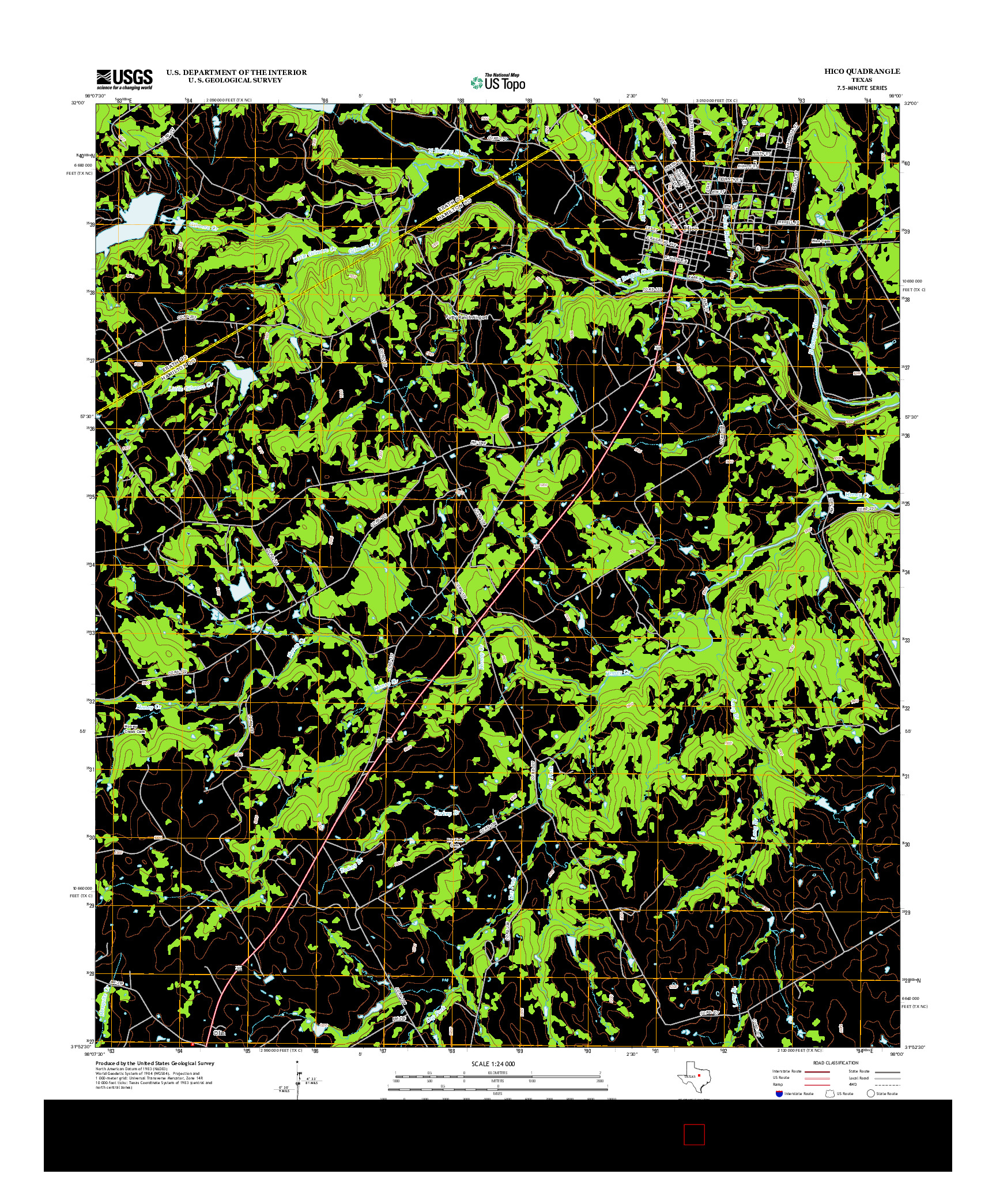 USGS US TOPO 7.5-MINUTE MAP FOR HICO, TX 2013