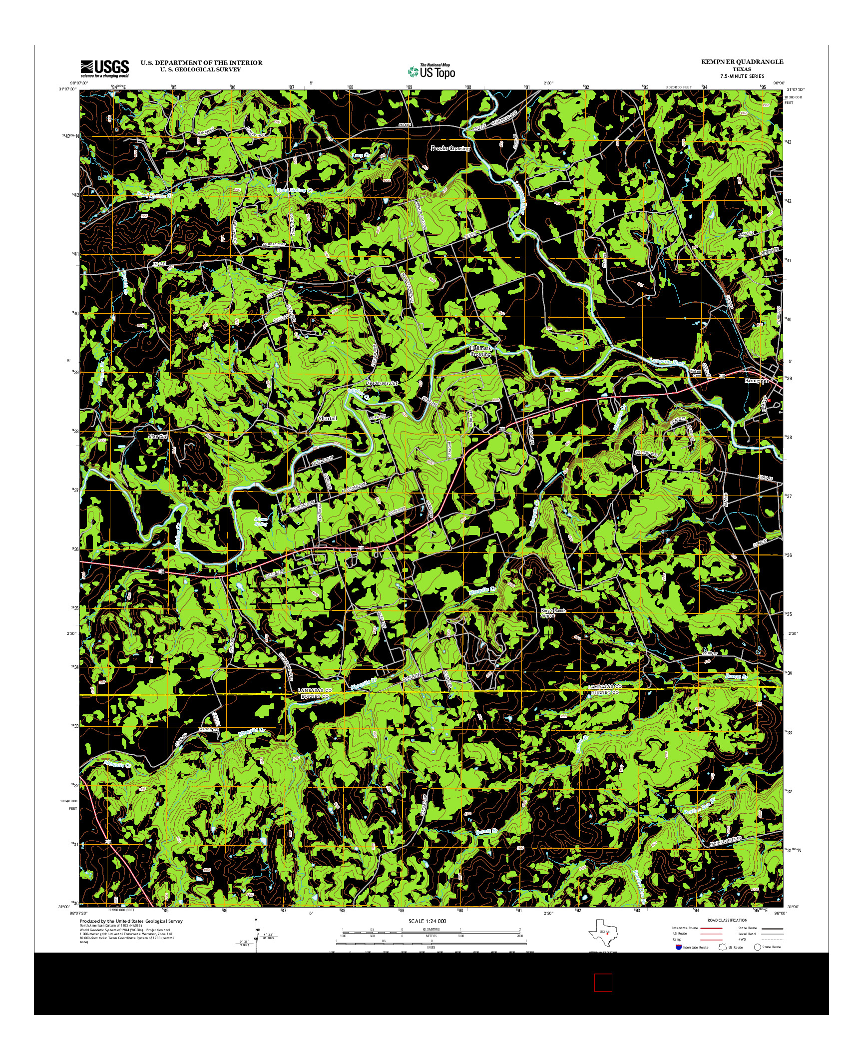 USGS US TOPO 7.5-MINUTE MAP FOR KEMPNER, TX 2013