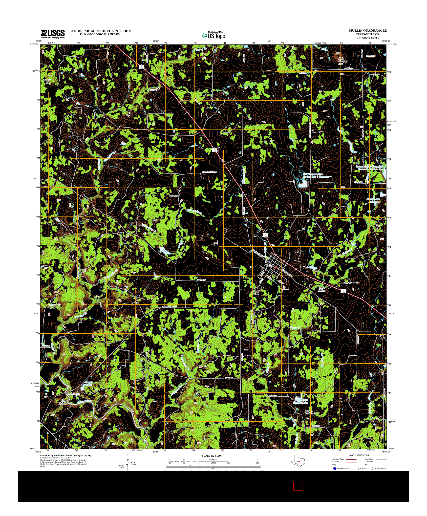 USGS US TOPO 7.5-MINUTE MAP FOR MULLIN, TX 2013