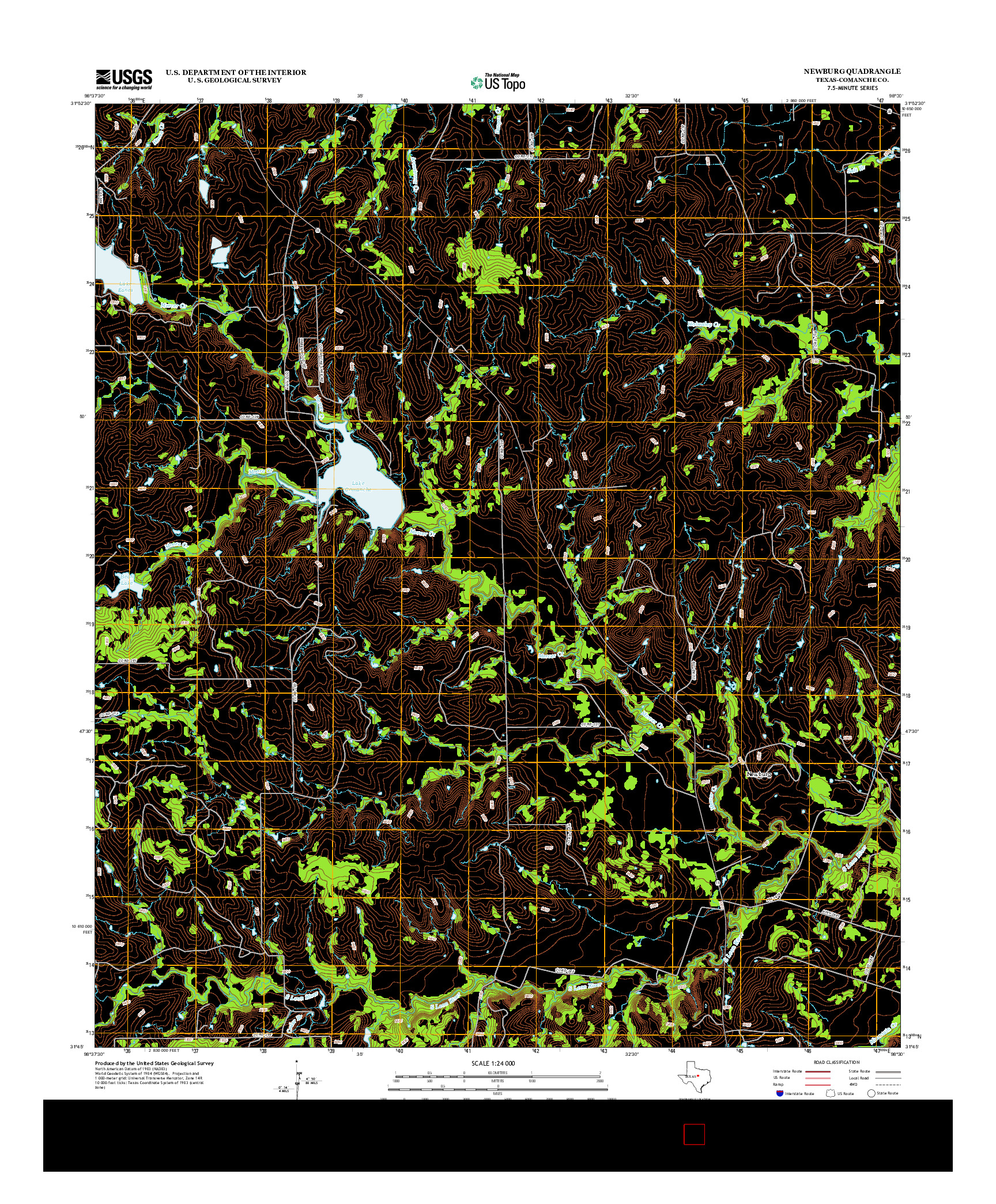 USGS US TOPO 7.5-MINUTE MAP FOR NEWBURG, TX 2013