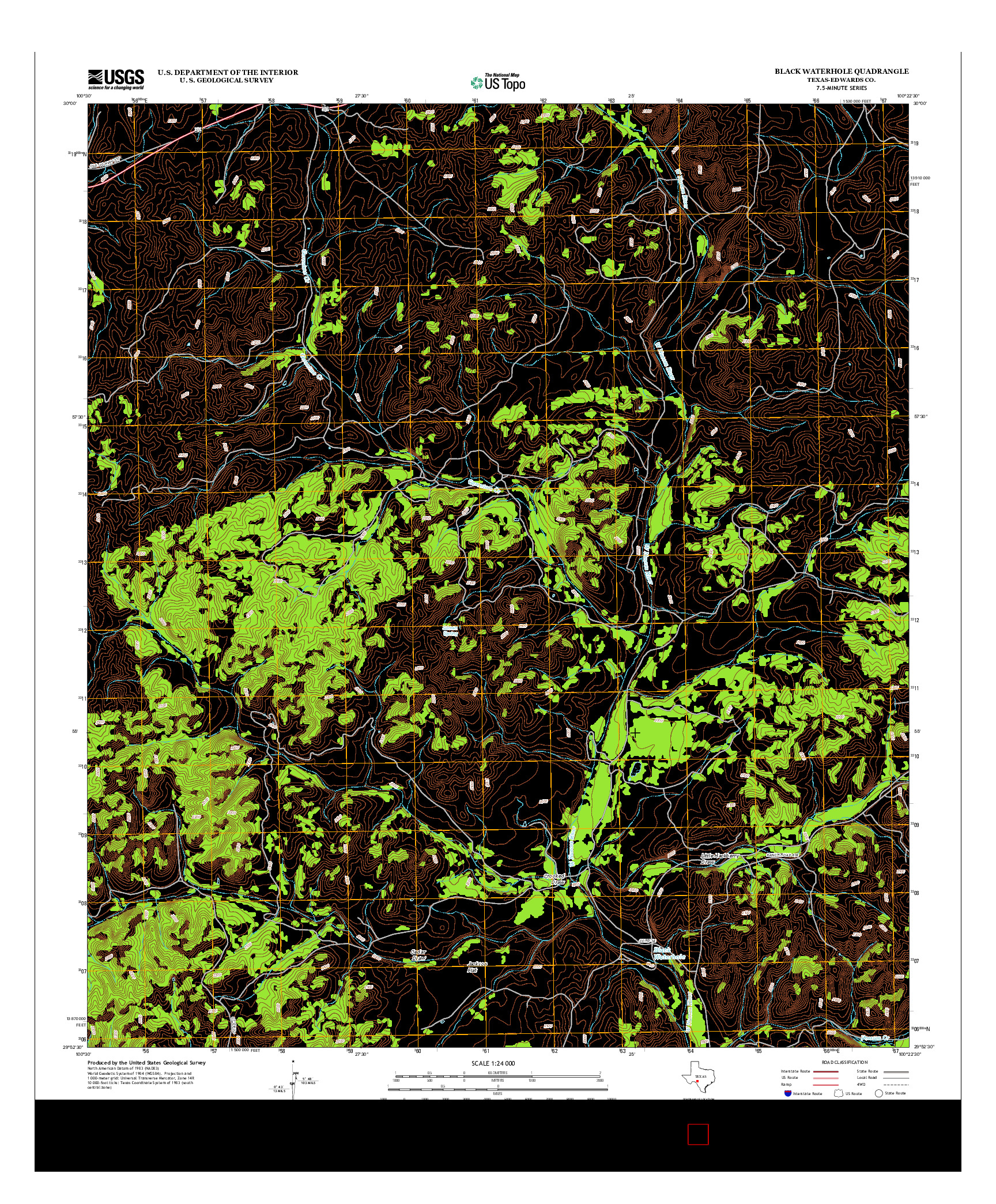 USGS US TOPO 7.5-MINUTE MAP FOR BLACK WATERHOLE, TX 2013