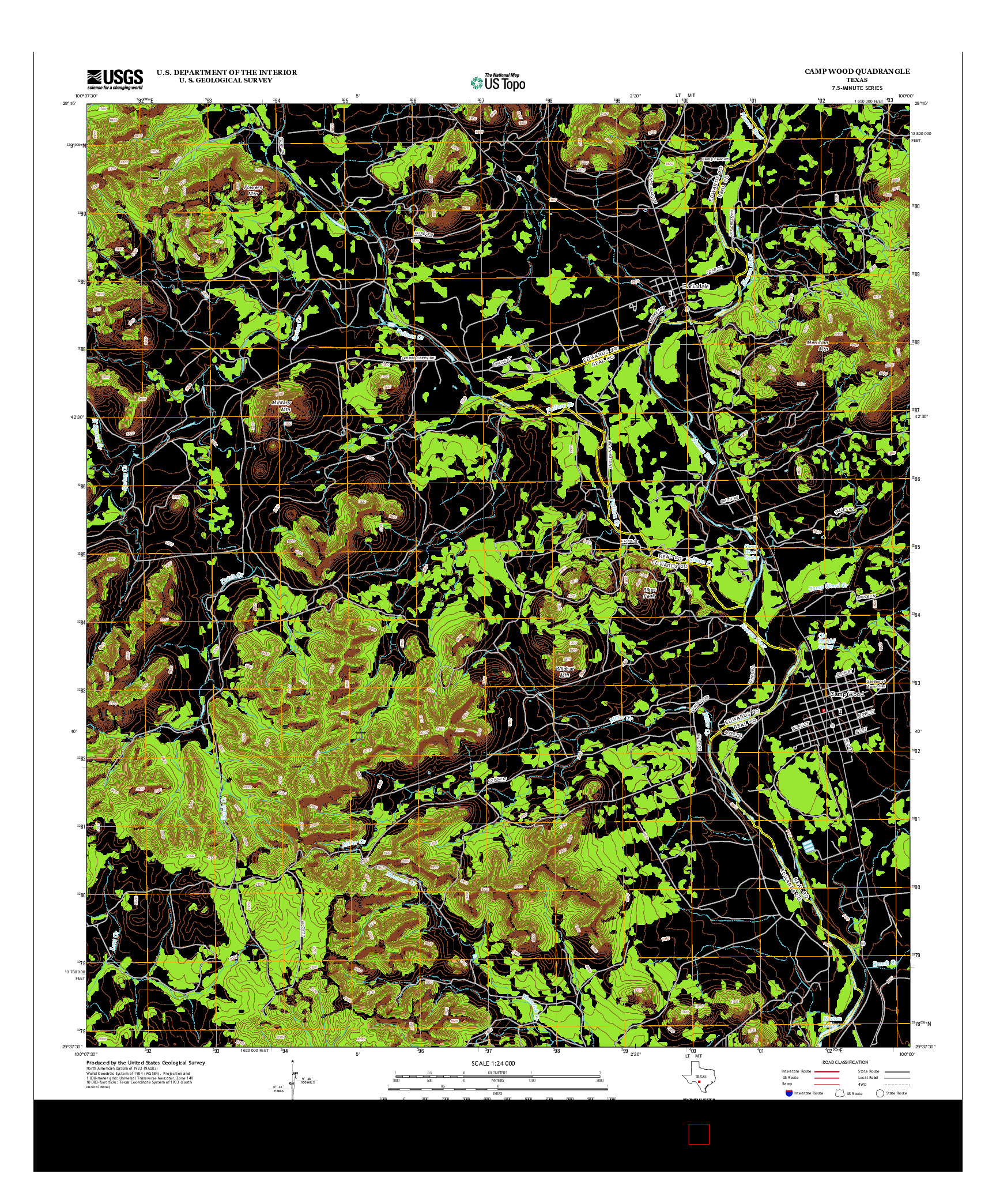 USGS US TOPO 7.5-MINUTE MAP FOR CAMP WOOD, TX 2013