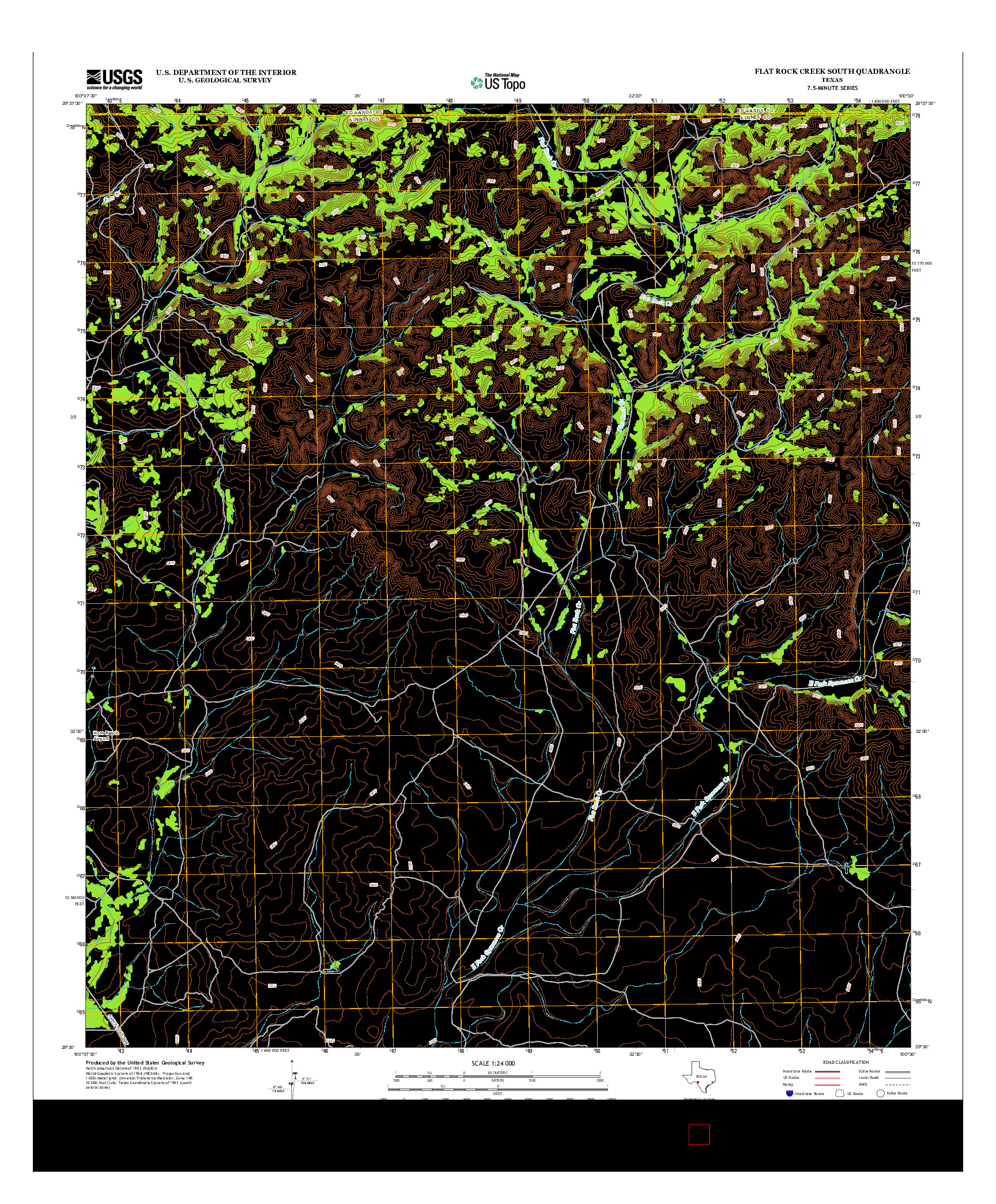 USGS US TOPO 7.5-MINUTE MAP FOR FLAT ROCK CREEK SOUTH, TX 2013