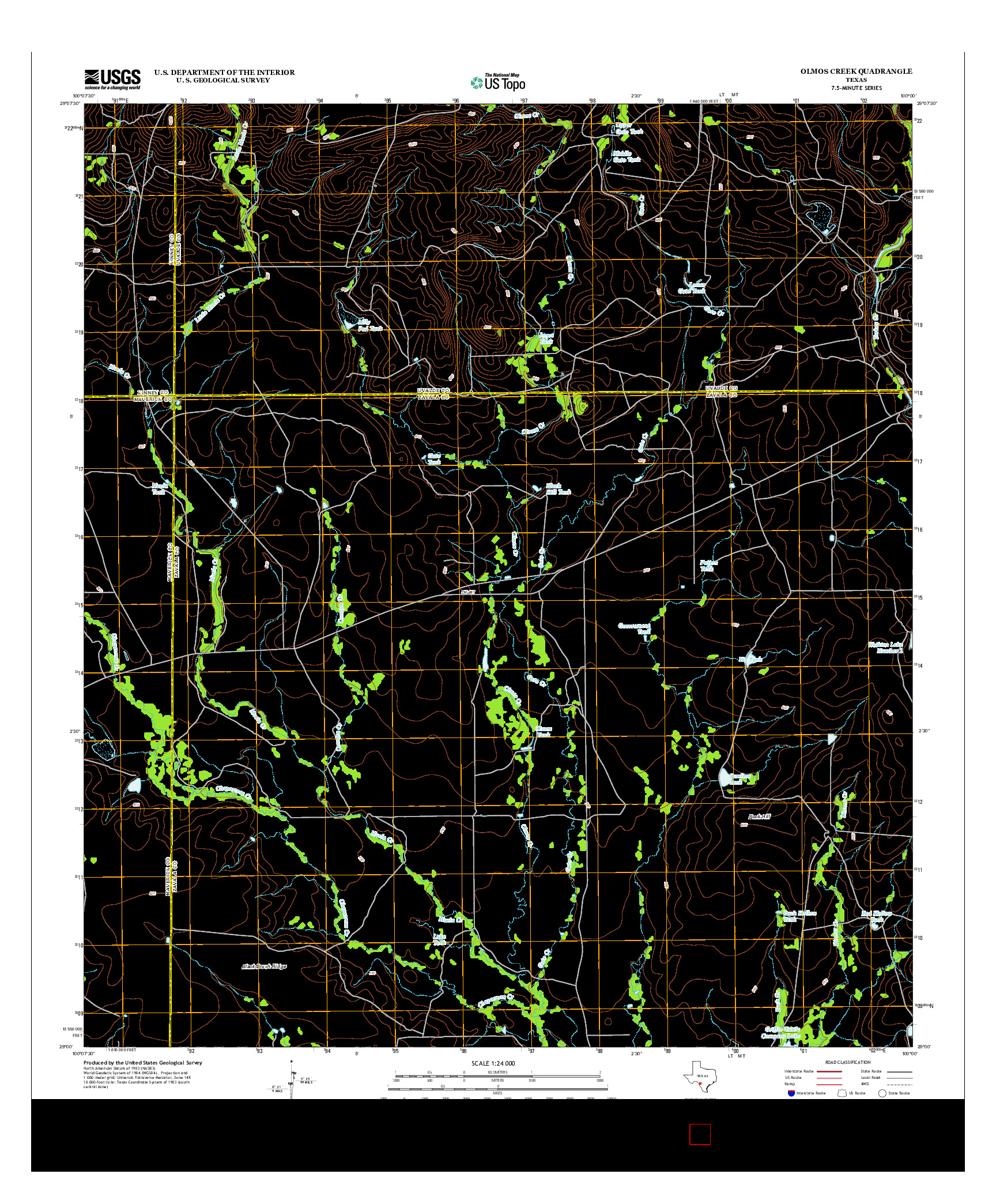 USGS US TOPO 7.5-MINUTE MAP FOR OLMOS CREEK, TX 2013