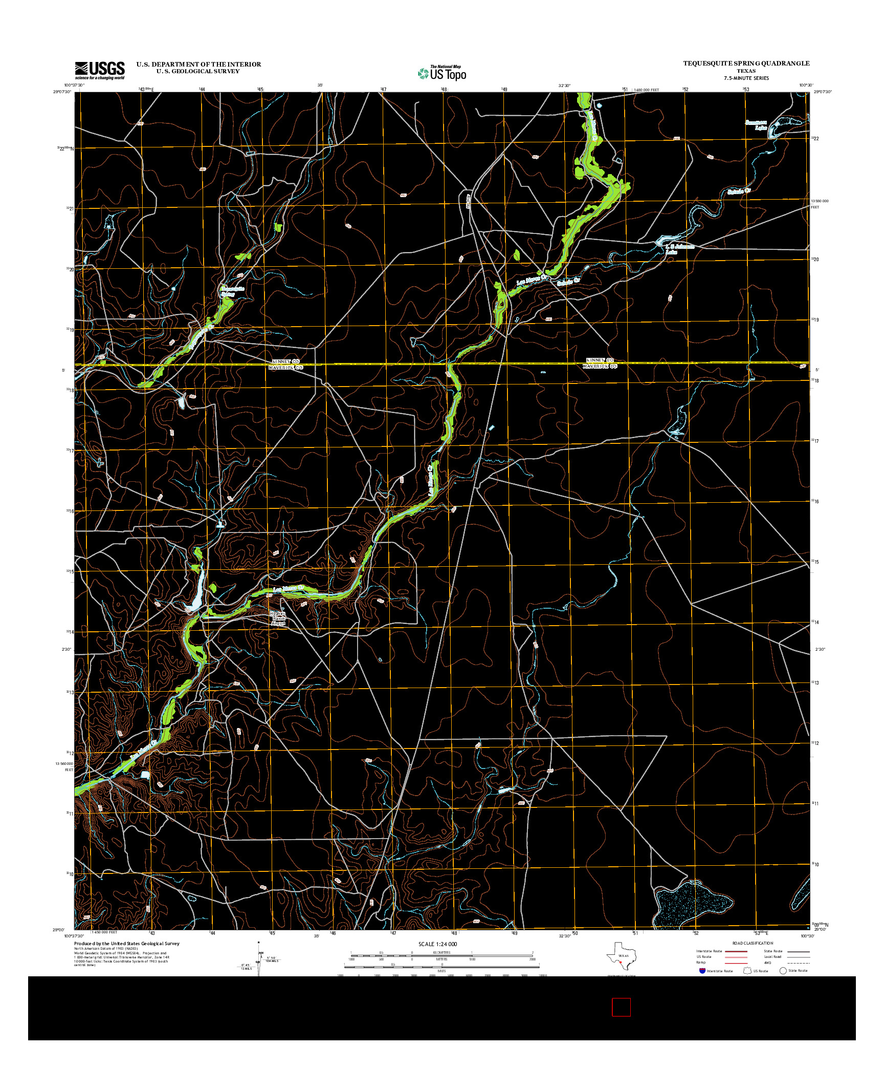 USGS US TOPO 7.5-MINUTE MAP FOR TEQUESQUITE SPRING, TX 2013