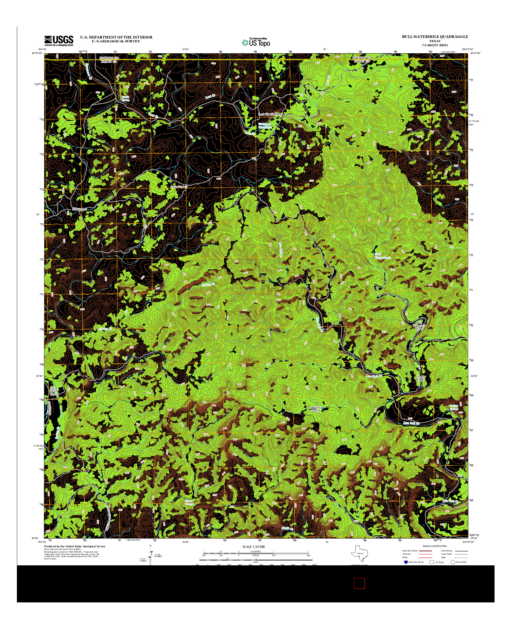 USGS US TOPO 7.5-MINUTE MAP FOR BULL WATERHOLE, TX 2013