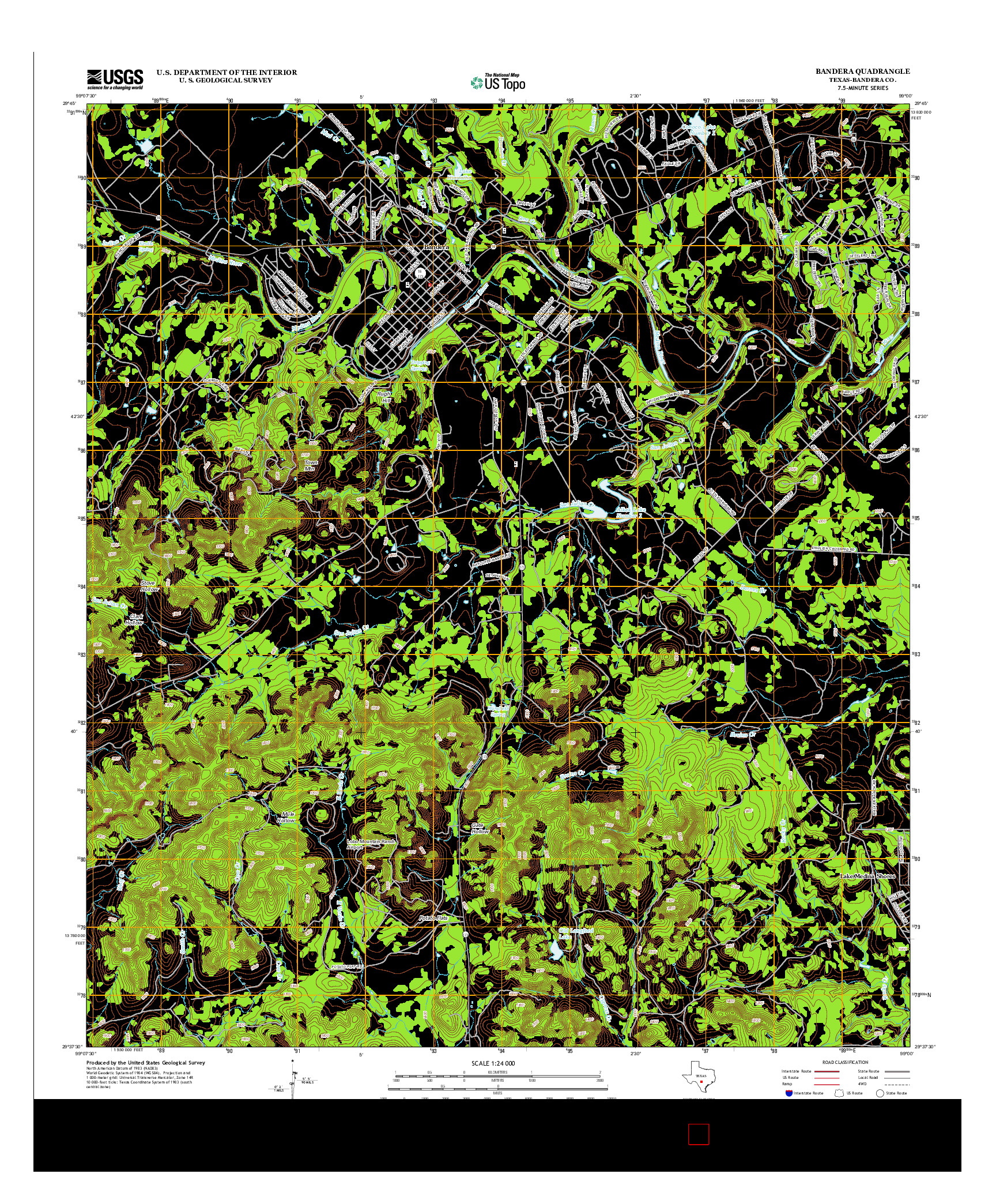 USGS US TOPO 7.5-MINUTE MAP FOR BANDERA, TX 2013