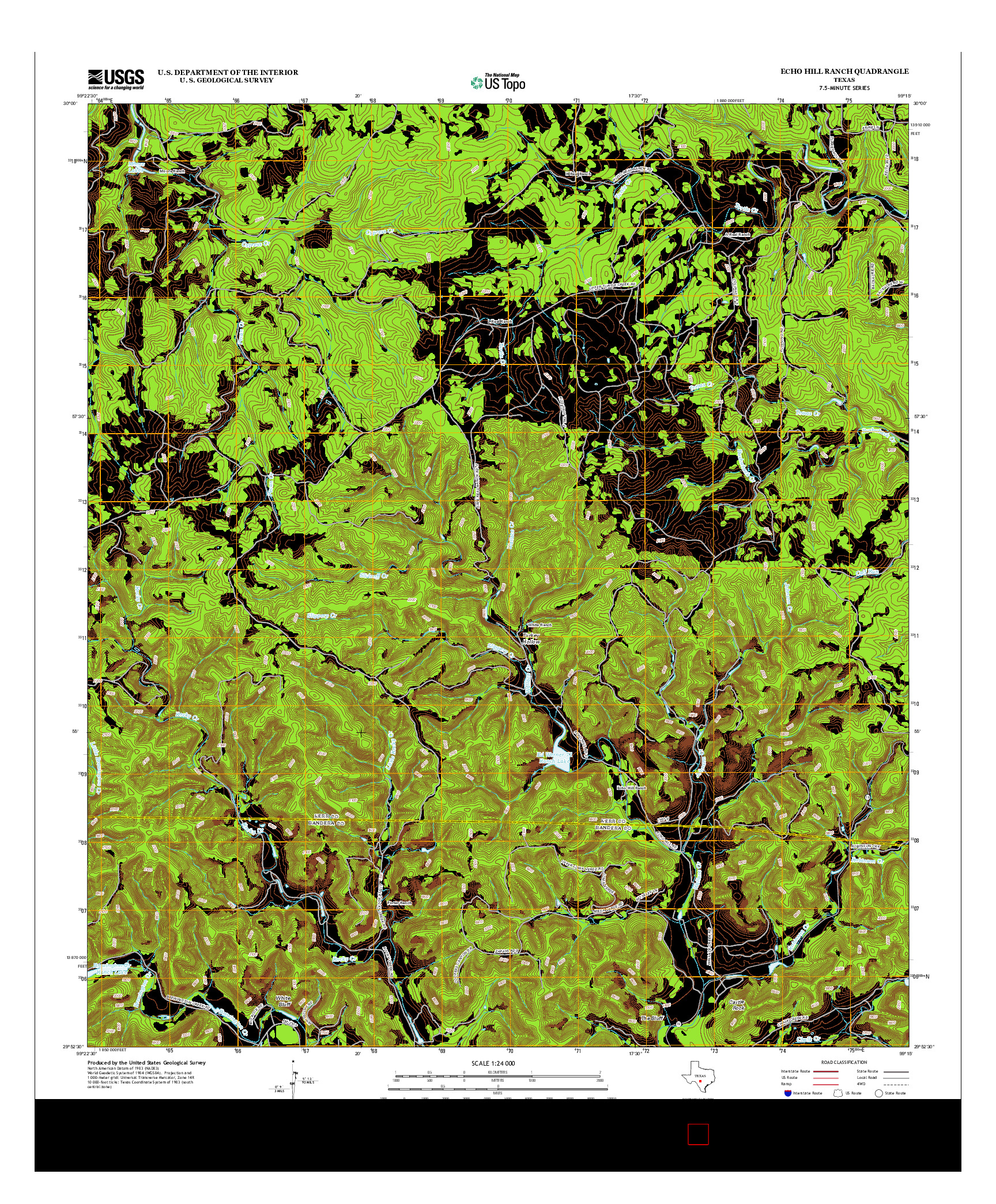 USGS US TOPO 7.5-MINUTE MAP FOR ECHO HILL RANCH, TX 2013