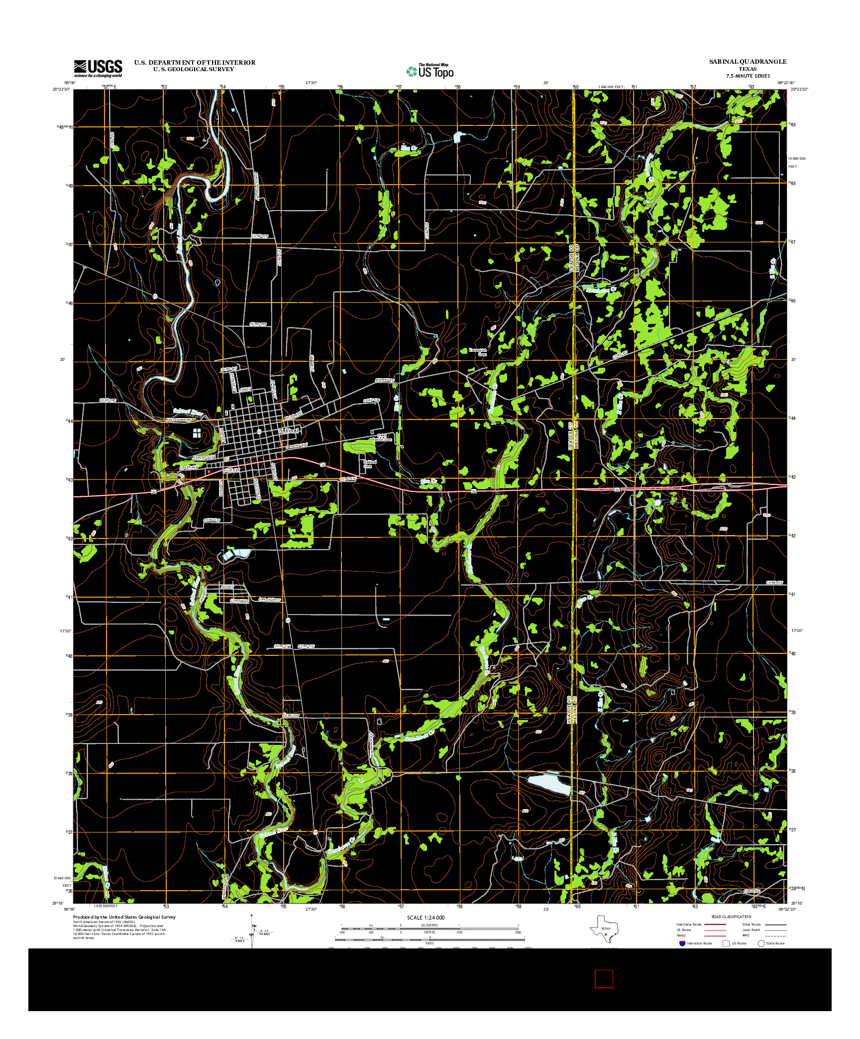 USGS US TOPO 7.5-MINUTE MAP FOR SABINAL, TX 2013