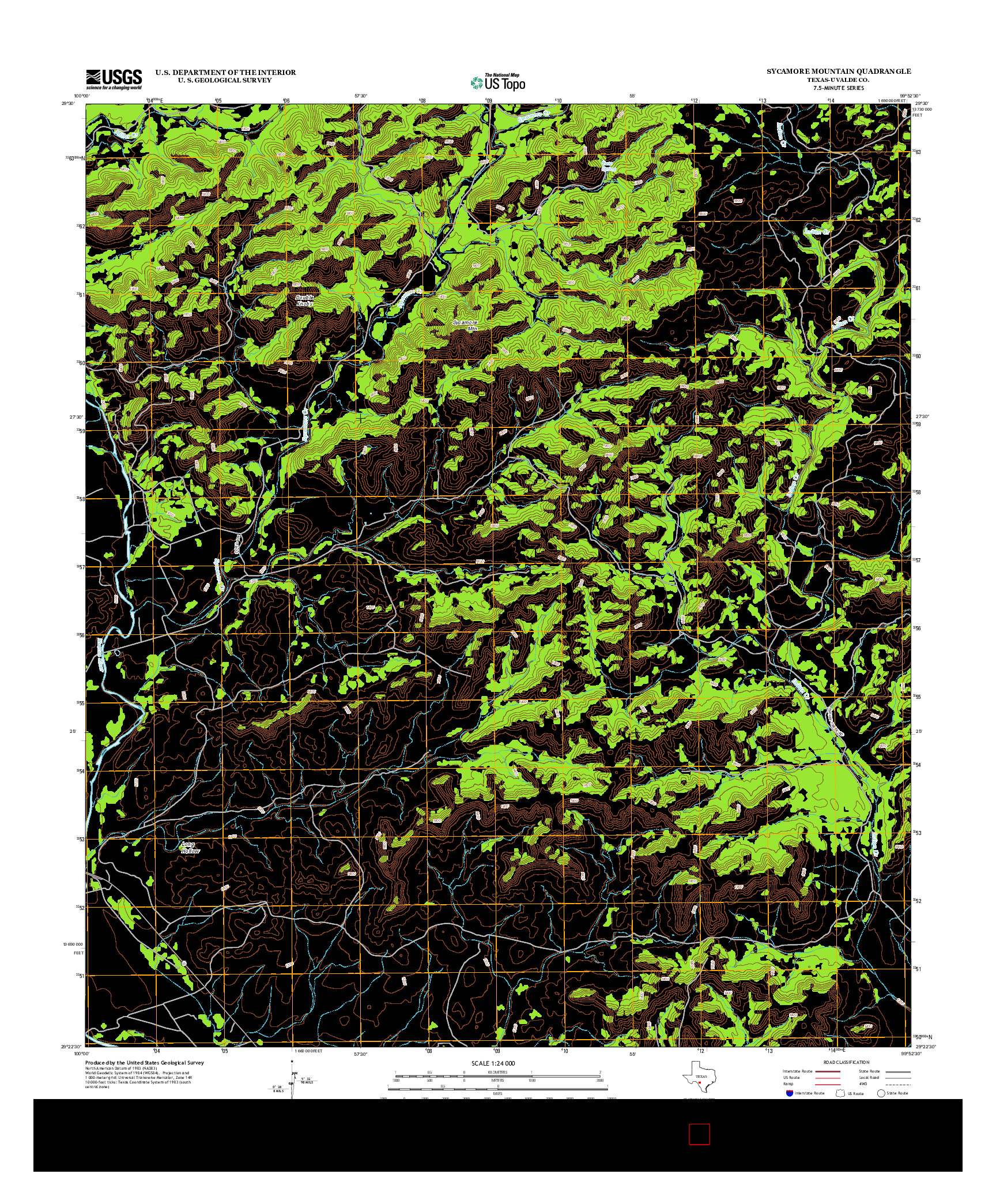 USGS US TOPO 7.5-MINUTE MAP FOR SYCAMORE MOUNTAIN, TX 2013