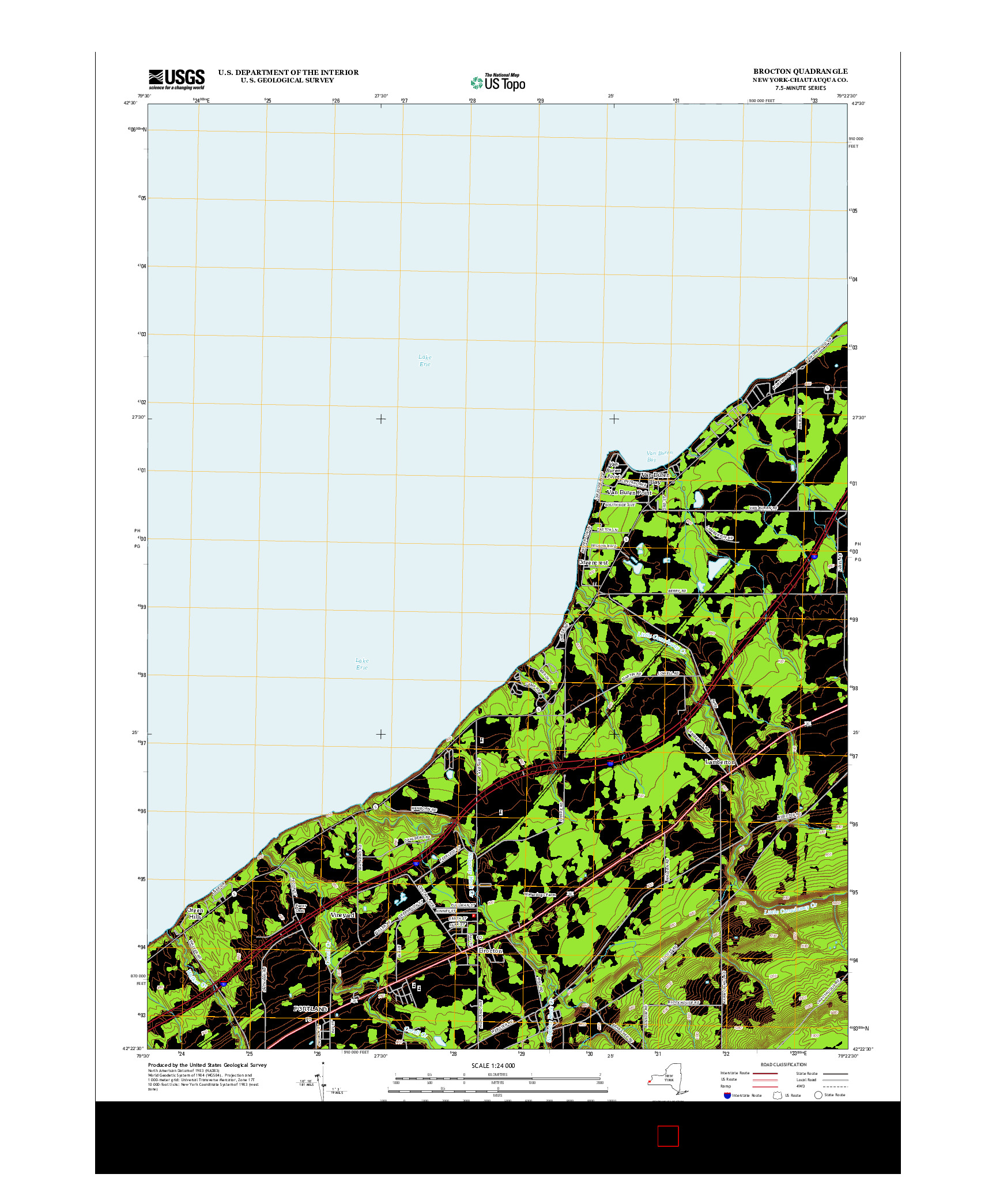USGS US TOPO 7.5-MINUTE MAP FOR BROCTON, NY 2013