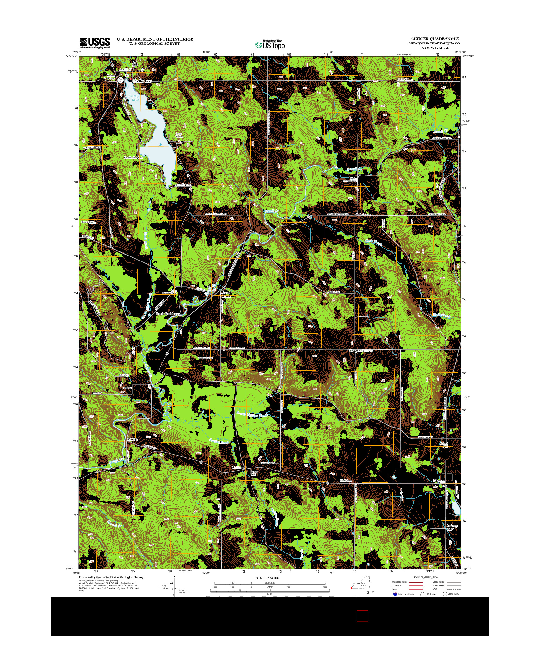 USGS US TOPO 7.5-MINUTE MAP FOR CLYMER, NY 2013