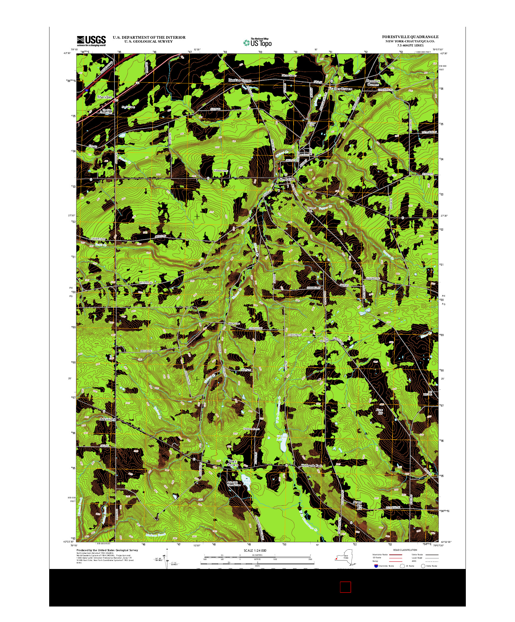 USGS US TOPO 7.5-MINUTE MAP FOR FORESTVILLE, NY 2013