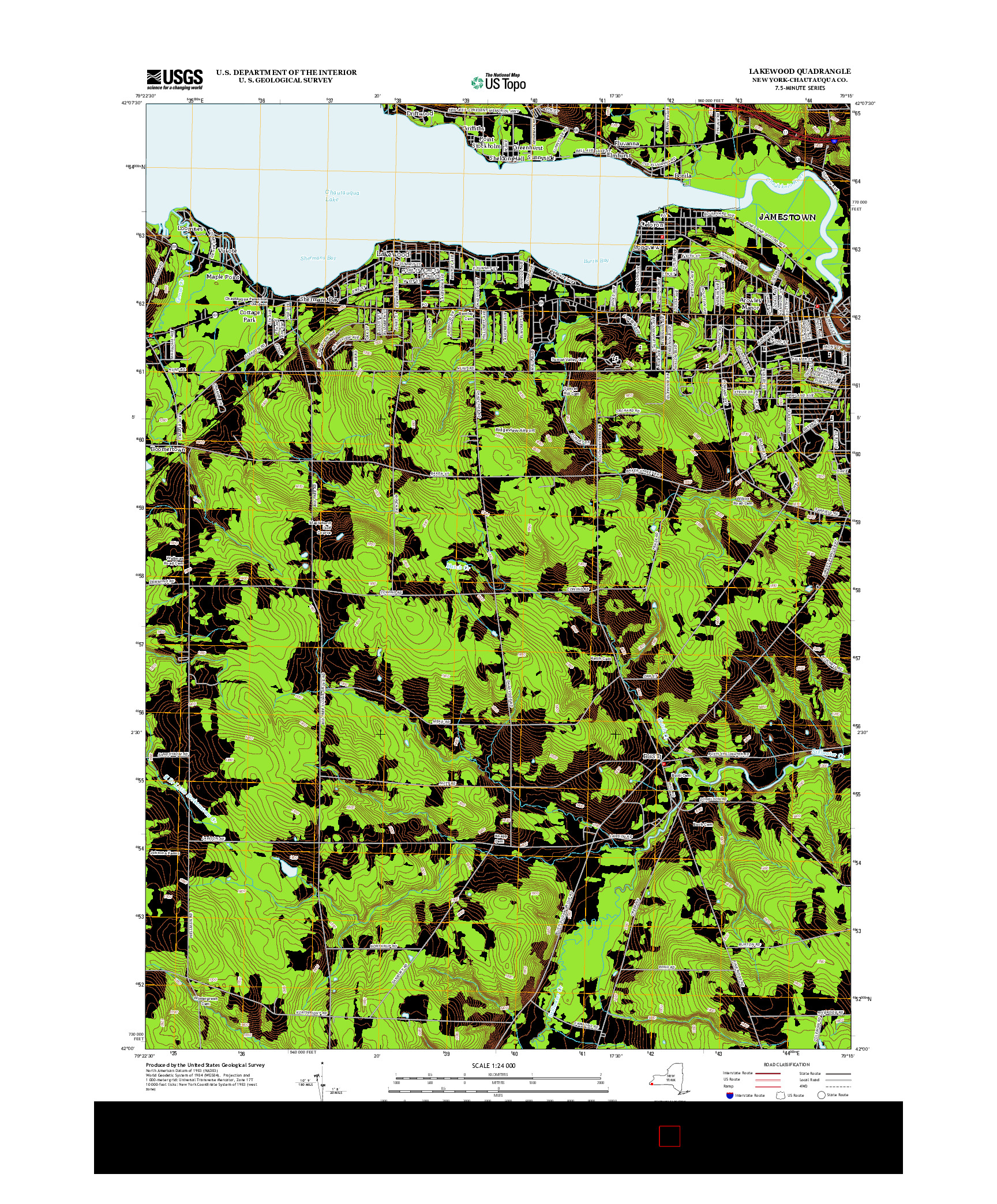 USGS US TOPO 7.5-MINUTE MAP FOR LAKEWOOD, NY 2013