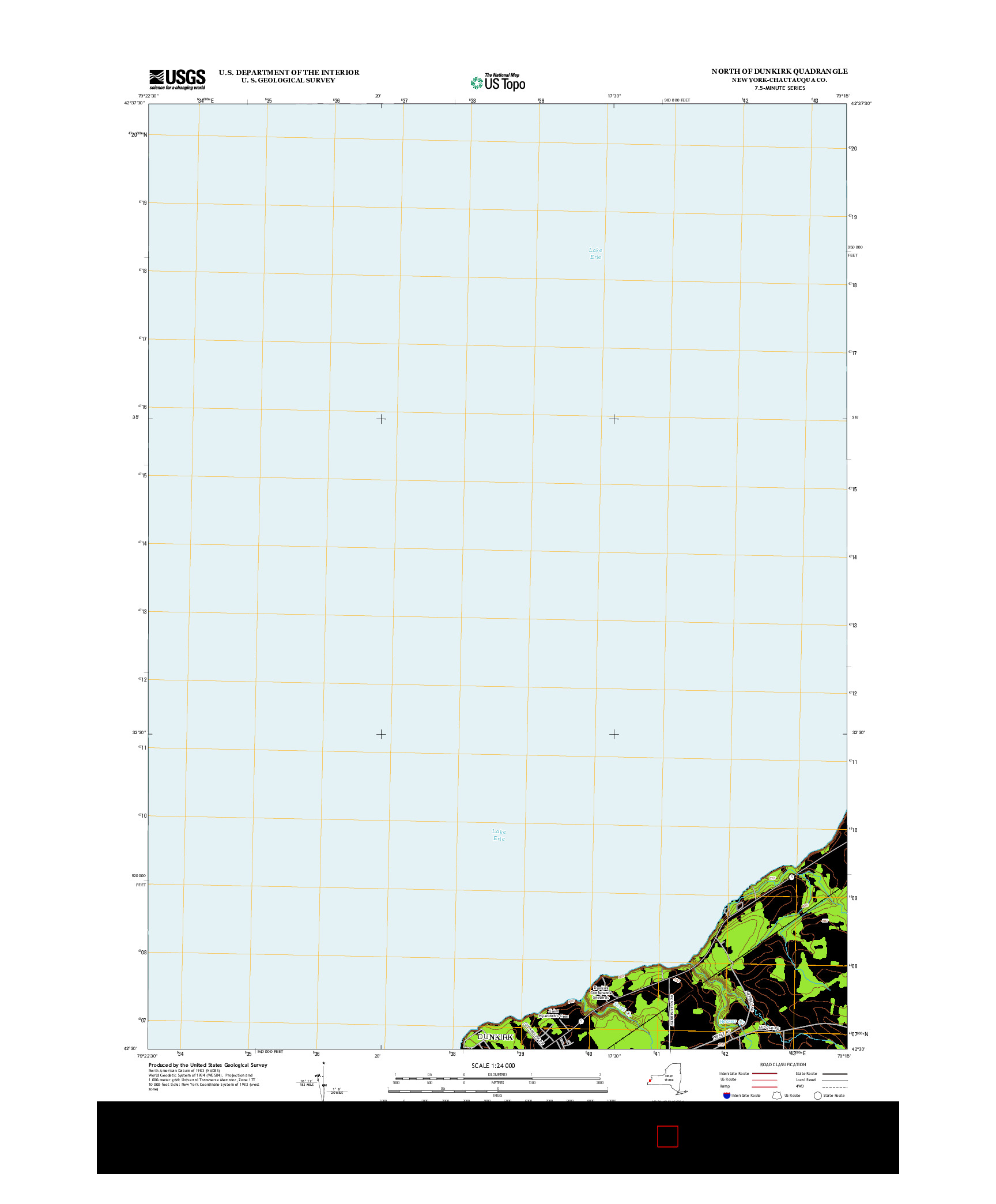 USGS US TOPO 7.5-MINUTE MAP FOR NORTH OF DUNKIRK, NY 2013