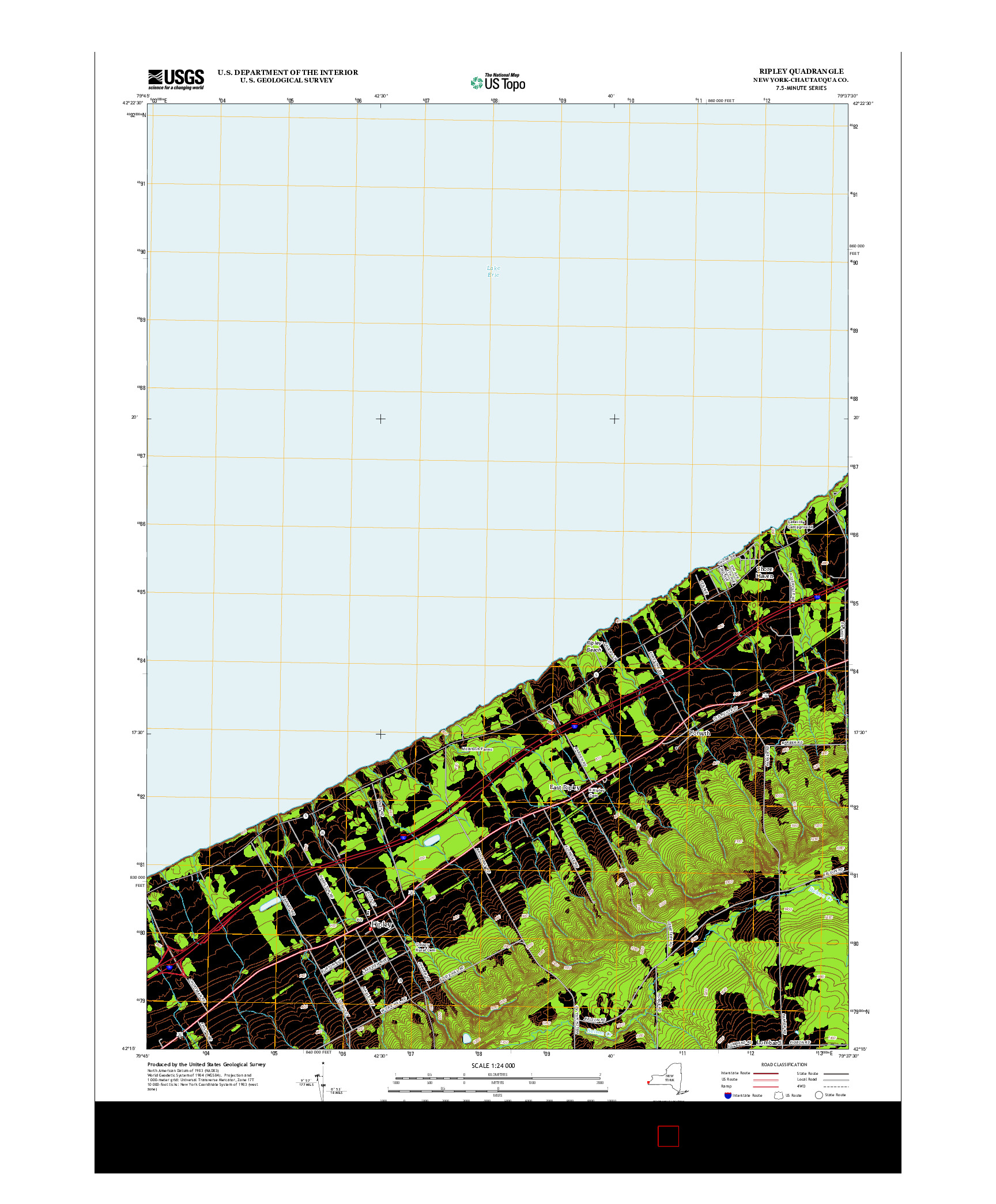 USGS US TOPO 7.5-MINUTE MAP FOR RIPLEY, NY 2013