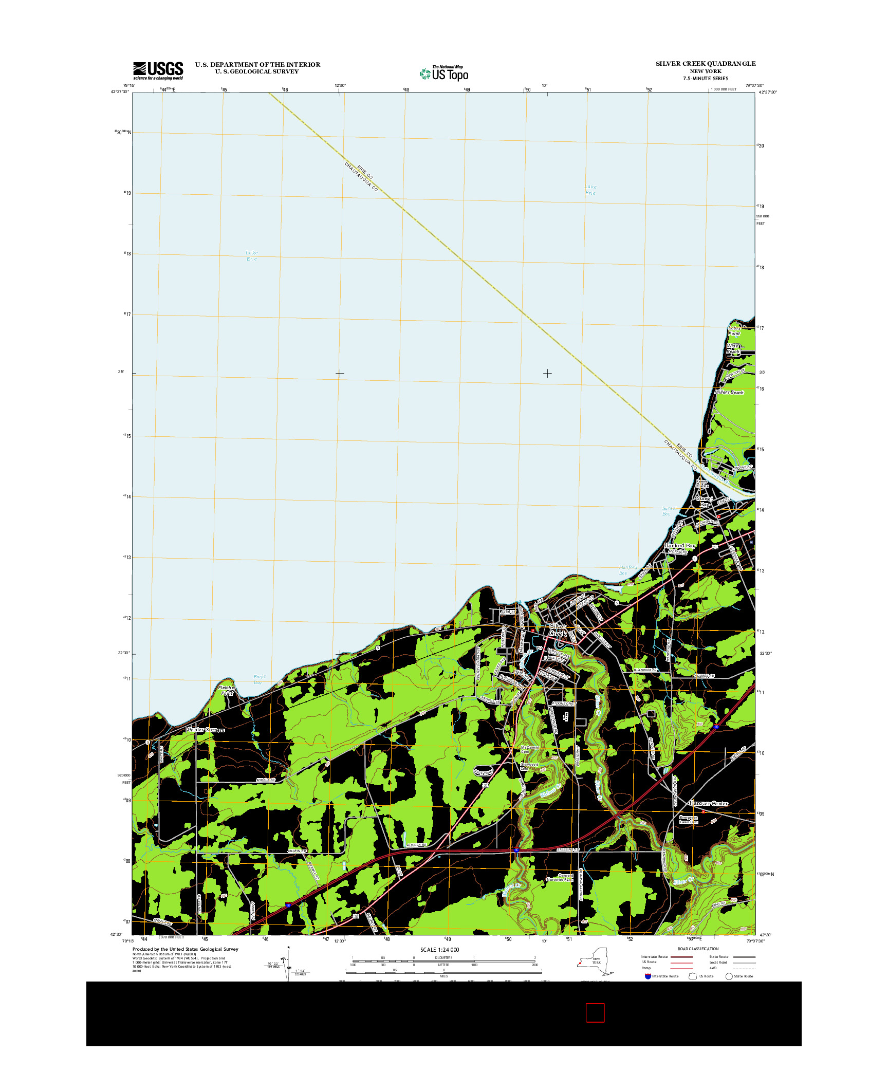 USGS US TOPO 7.5-MINUTE MAP FOR SILVER CREEK, NY 2013